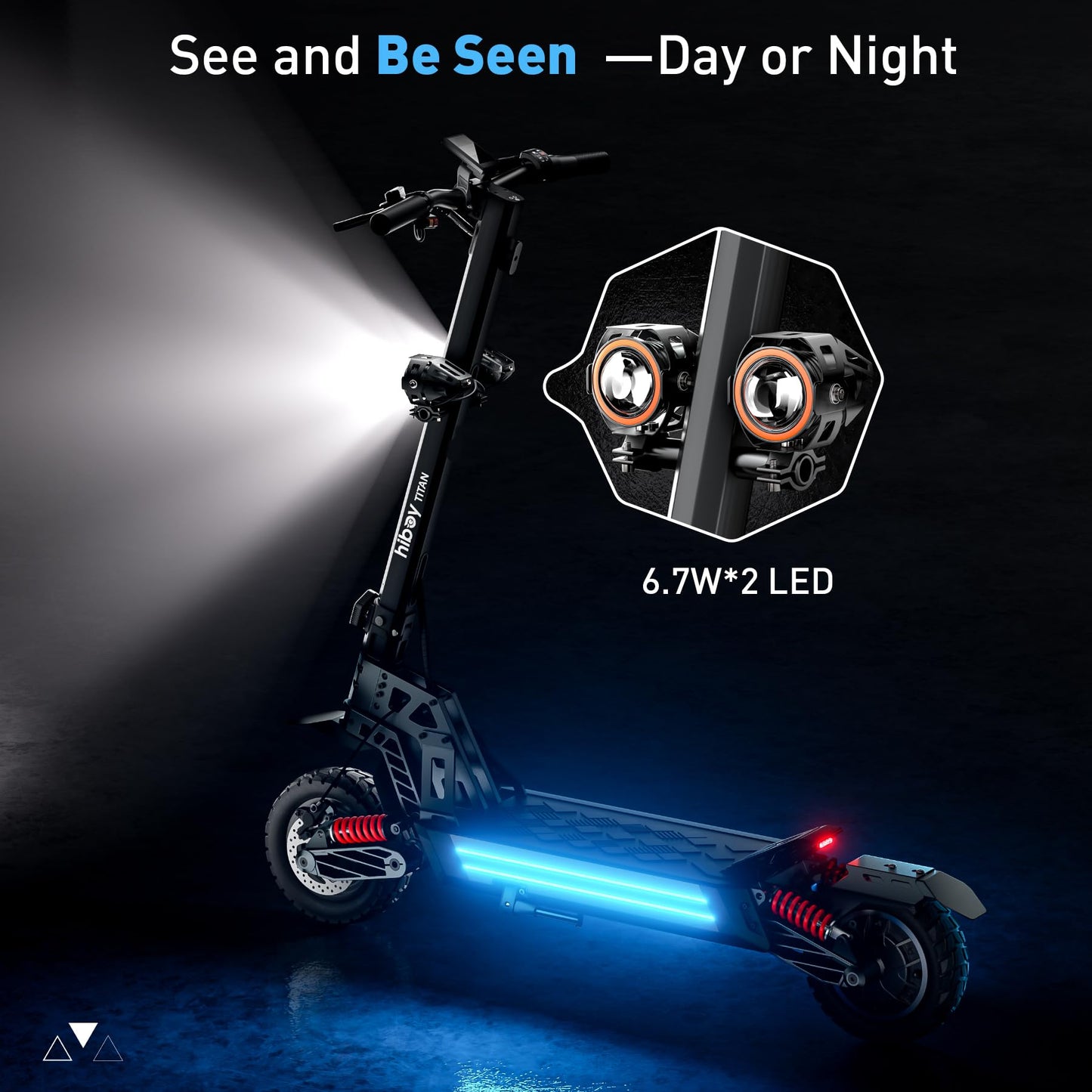 Hiboy Titan Electric Scooter, 1200W Peak Motor, 25 MPH, Up to 46 Miles, 10" All-Terrain Tires, Dual Suspension & Dual Hydraulic Brakes, Electric Scooter Adults with Phone Holder