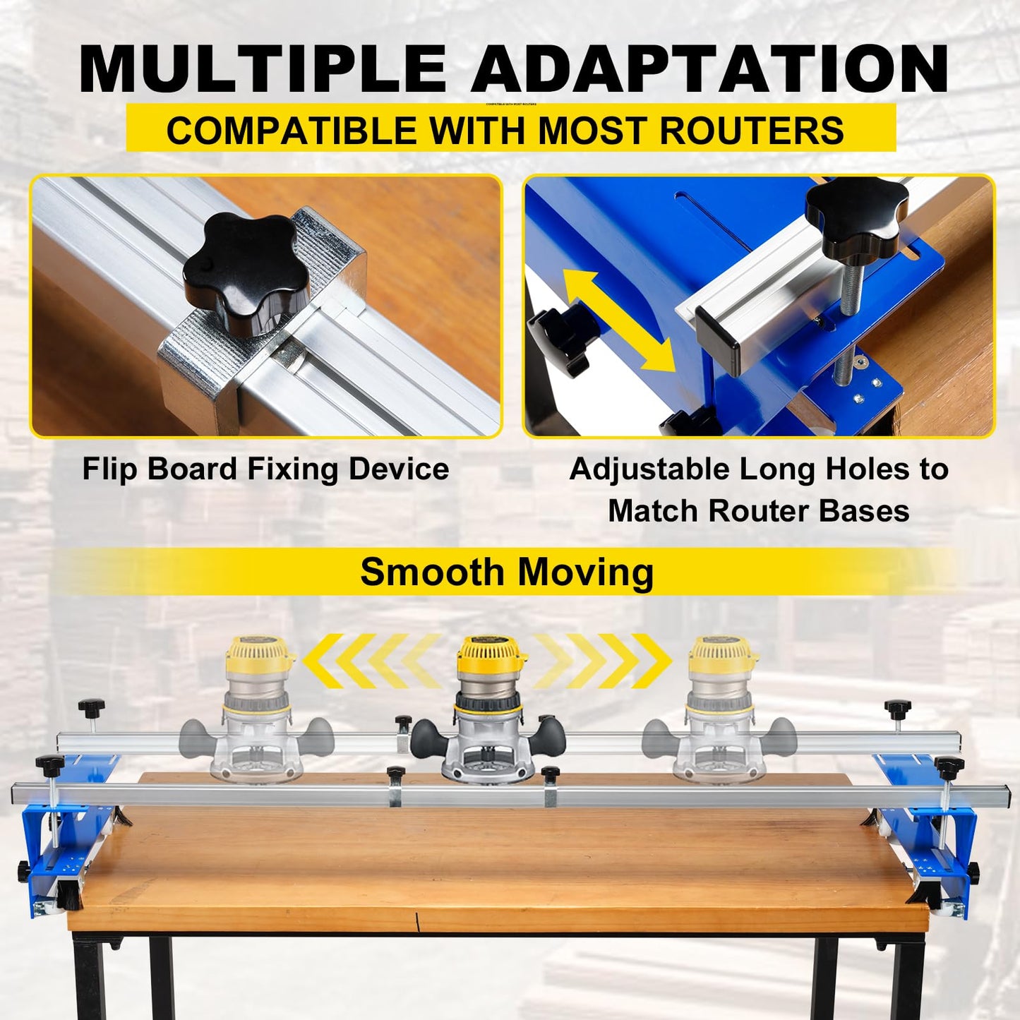 ONECHOI Router Sled, 64 Inches, Trimming Planing Machine for Woodworking for Slabs, XYZ Axis Adjustable, Slab Flattening Jig w/Adjustable Knob, Slab Flattening Mil, Great for Home Improvement Projects