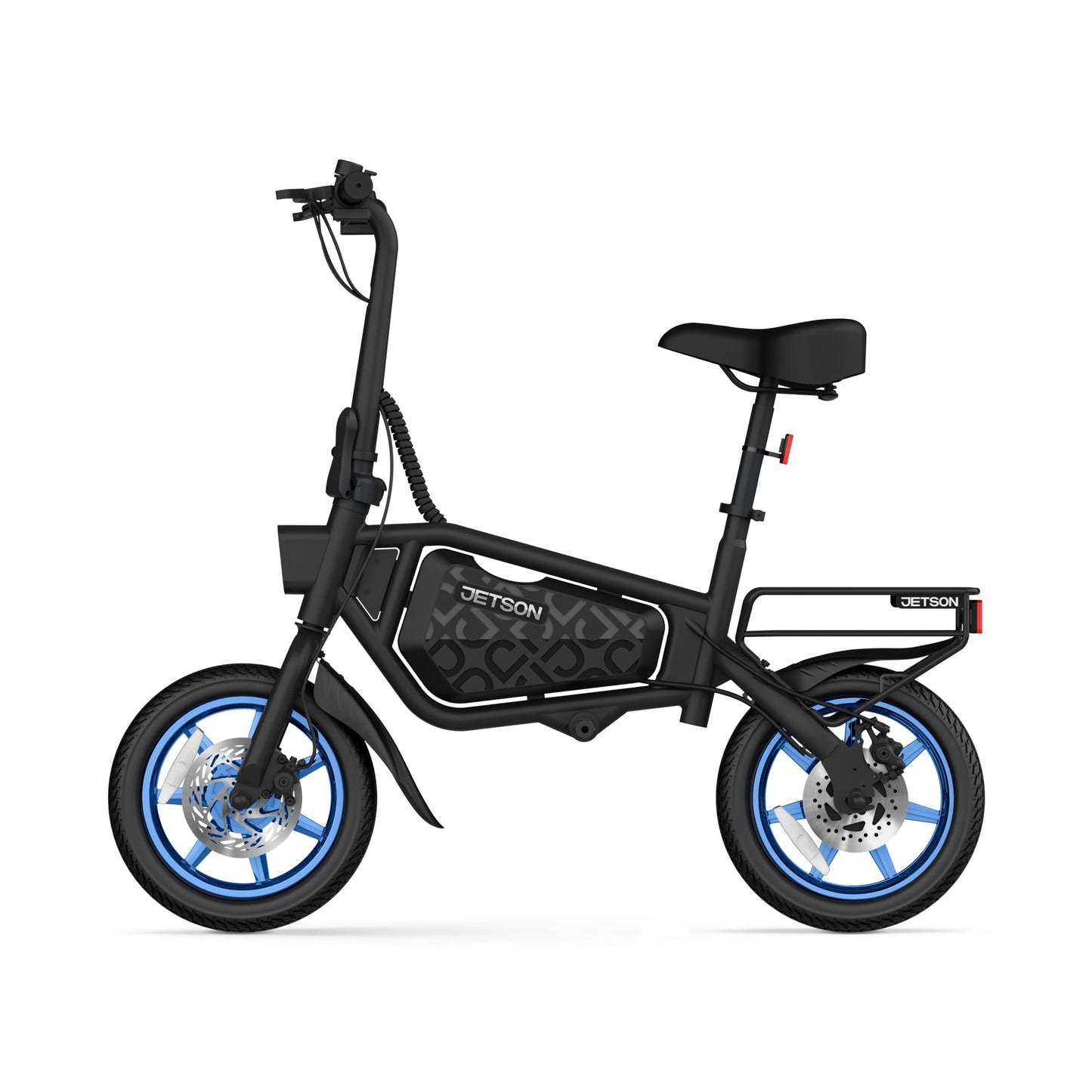 Jetson Bolt X Electric Bike, Foot Pegs, Easy-Folding, Built-in Carrying Handle, Rear Cargo Rack, Twist Throttle, Cruise Control, Up to 15.5 MPH, Range Up to 15 Miles, Ages 12+, Black, JBOLTX-BLK