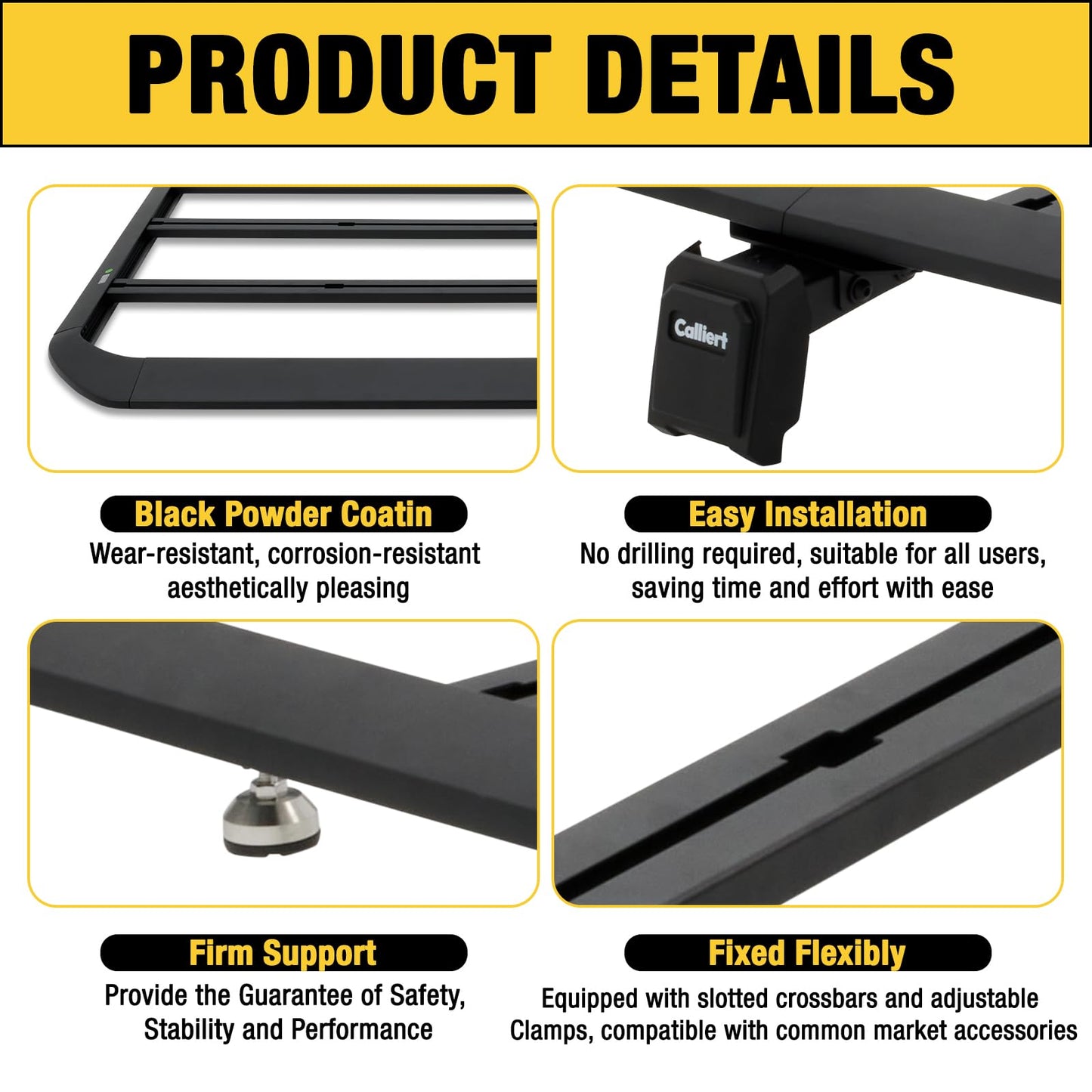 CALLIERT Aluminum Full-Length Roof Rack Cargo Basket for 07-18 JK 4 Door