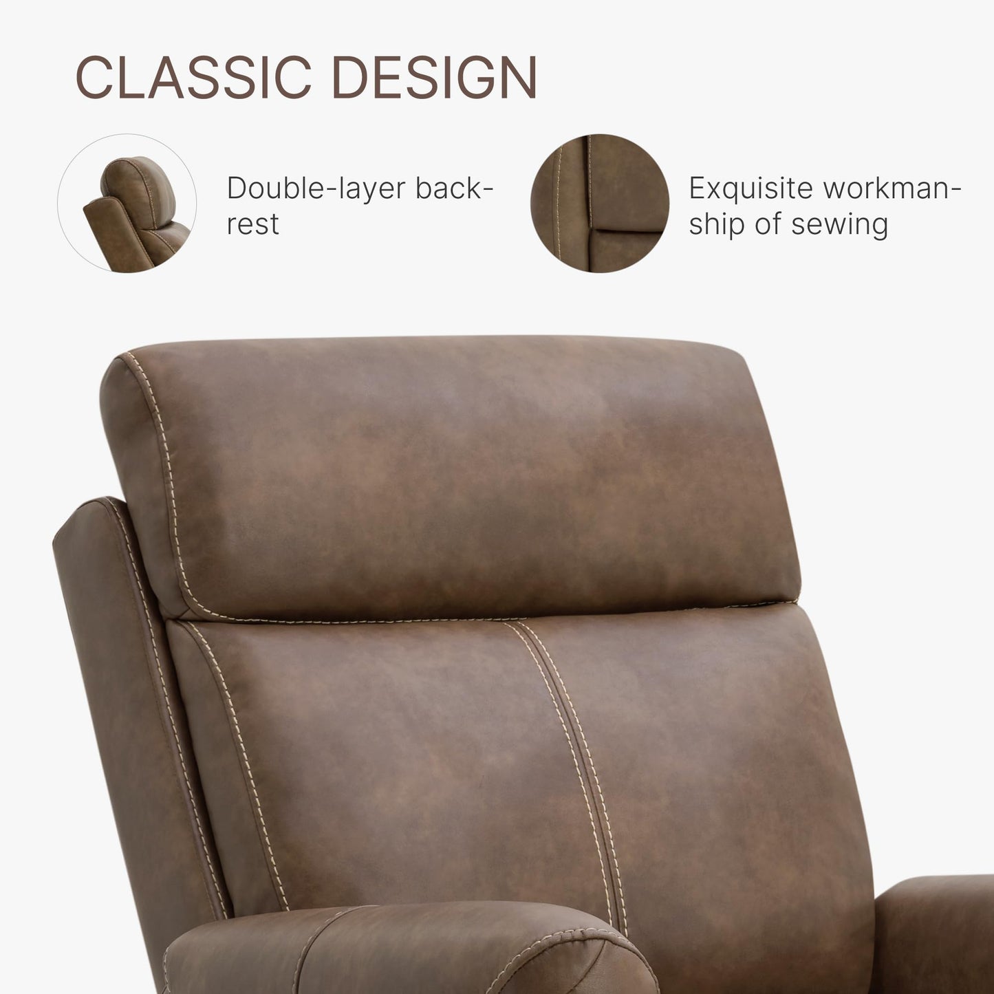 KISLOT Leather Recliner Chair for Adults Wall Hugger RV Recliner with USB Charging Ports Electric Power Reclining Sofa for Living Room Home Theater Seating Bedroom