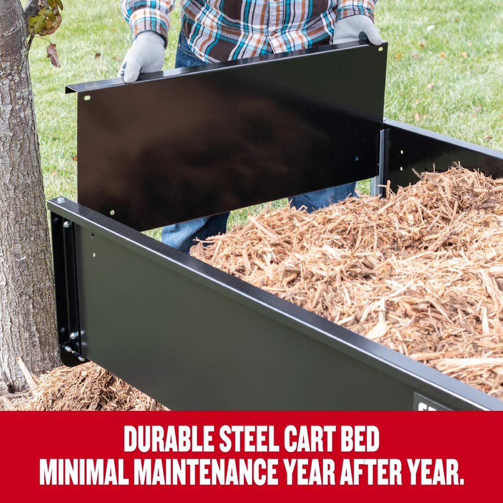 CRAFTSMAN, CMXGZBF7124355, 750-lb Capacity Steel Tow Behind Dump Cart, 12 Cubic Feet Capacity, Removable Tailgate - Garden Utility Trailer, 16” x 4” Pneumatic Tires