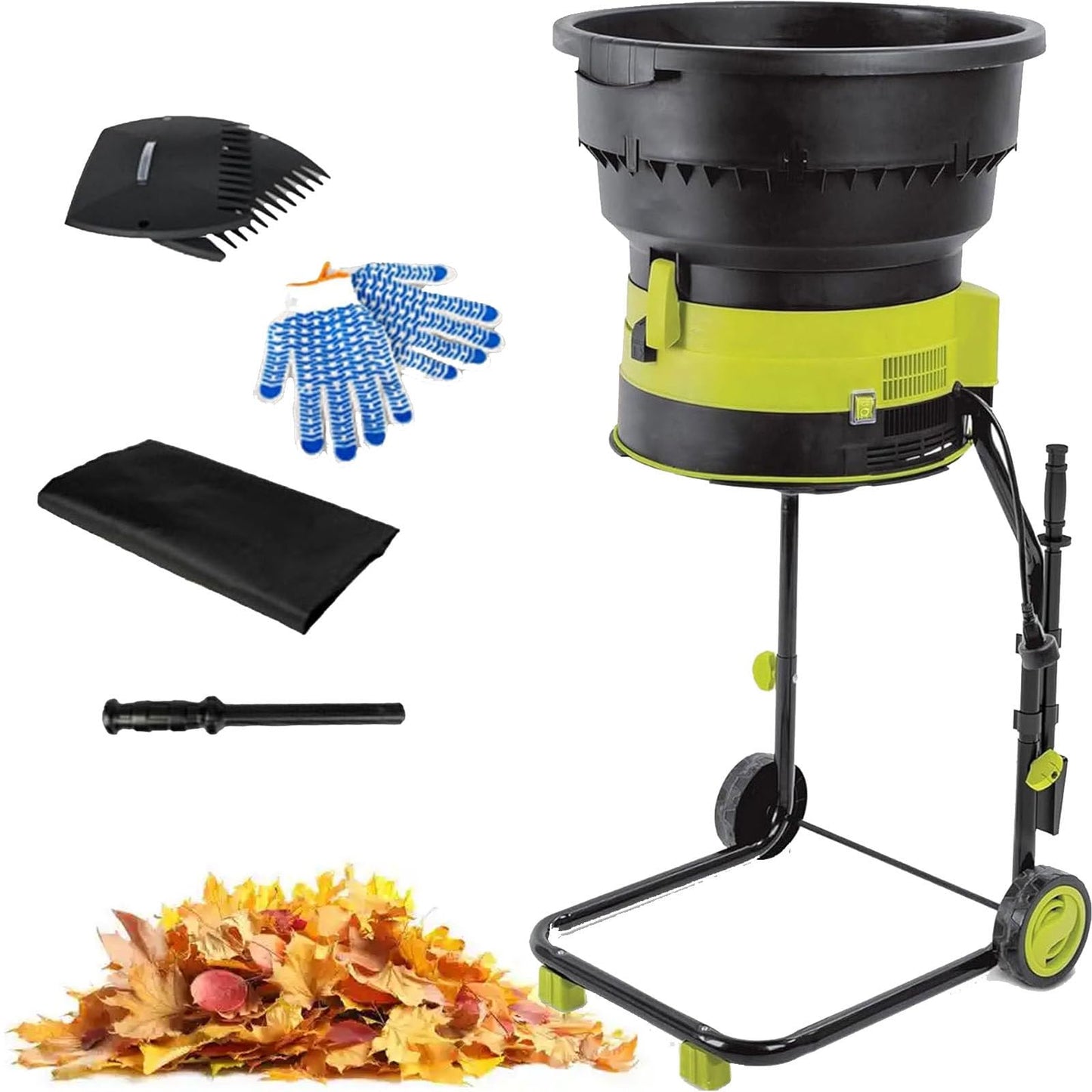 Electric Leaf Mulcher Compost Shredder,2500W Garden Leaf Crusher with Wheels and Storage Bag,8000rpm Electric Chipper,for Yard Cleanup, Composting,Powercord×30m