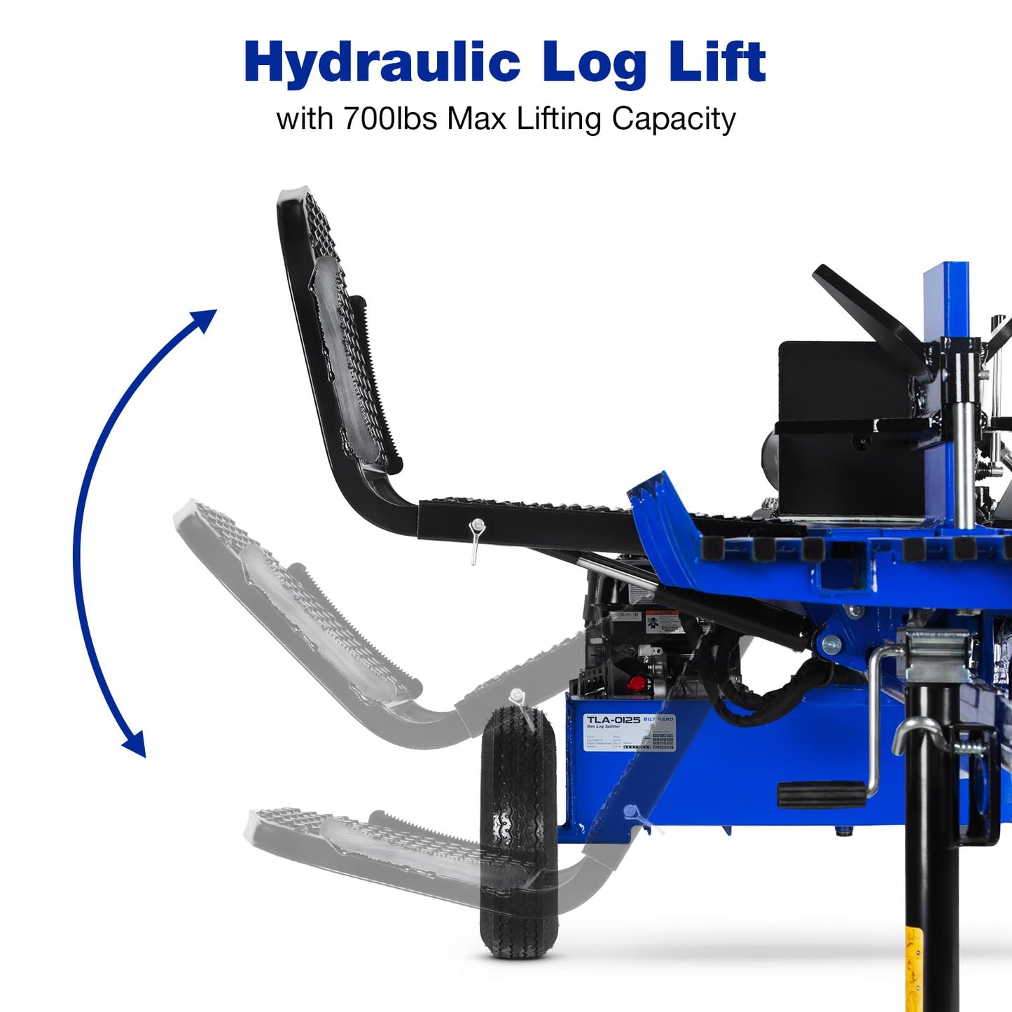 BILT HARD 35 Ton Gas Log Splitter with Log Lift, 4-Way & 6-Way Wedges, 306cc 10 HP Towable Full Beam Wood Splitter, Bucher 2 Stage Gear Pump