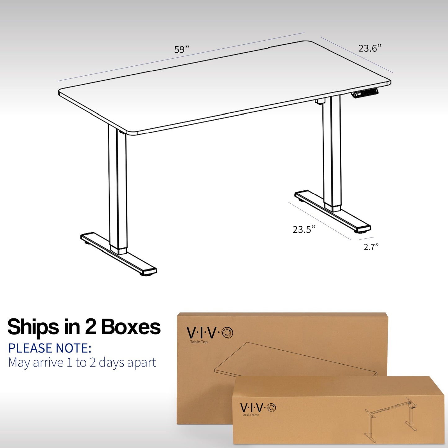 VIVO Electric 60 x 24 in Standing Desk, Memory Height Adjustment, 1B Series, Holds 220 lbs, One-Piece Black Top, Black Frame, DESK-KIT-1B6B