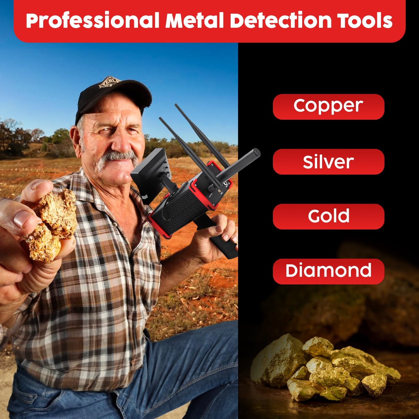 Chazcool Underground Metal Detector, Metal Detector, Professional Metal Scanner with High Definition Screen for Gold Silver Copper Gold Finder