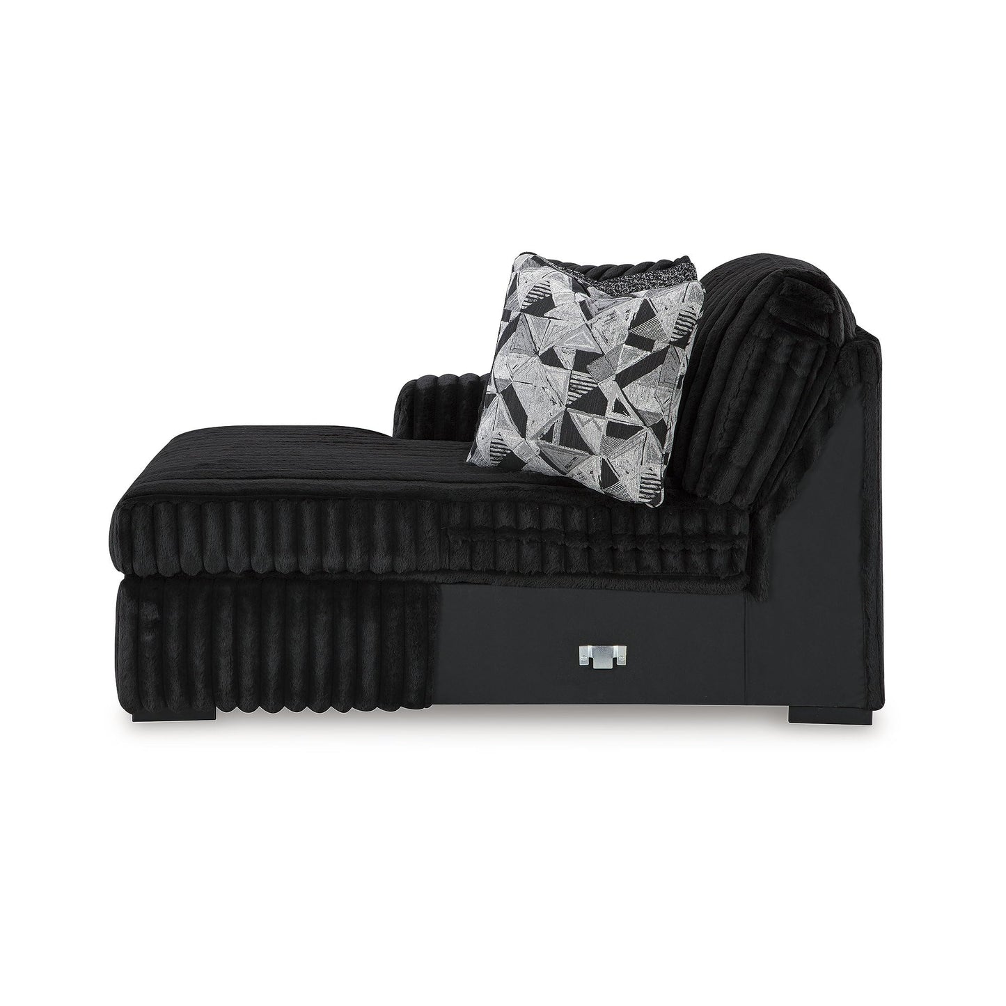 Signature Design by Ashley Midnight‑Madness Sectionals, Jumbo Corduroy Sectional Sofa with Chaise, Plush Cushioned Comfort for Cozy Living Room Lounging, 190" W x 65" D x 40" H, Black