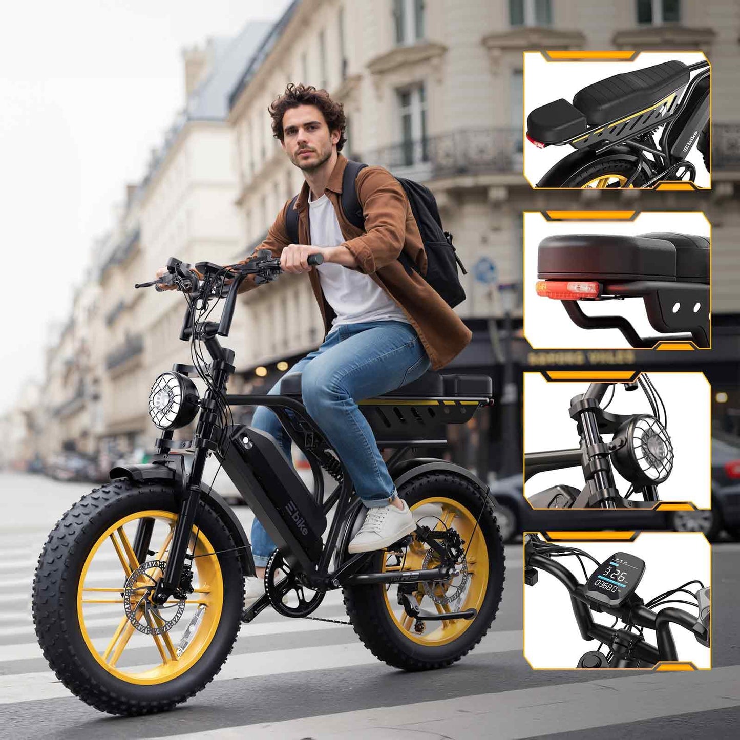 TST Electric Bike for Adults 1500W Peak 20" Fat Tire All-Terrain E-Bike 60/130 Miles Electric Dirt Bike - 48V 15/30AH Battery Tested to UL 2849 Powered Electric Bicycle