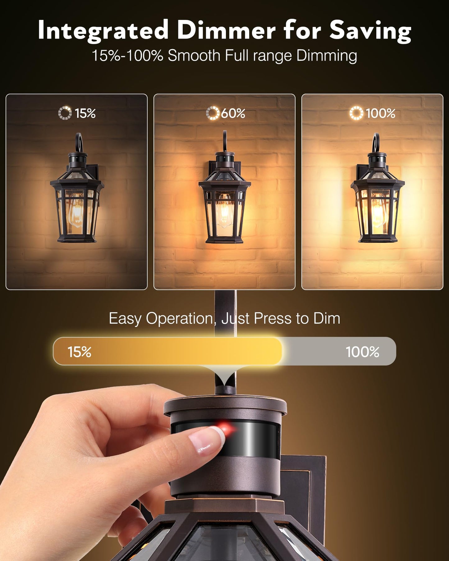 OPAXIS Motion Sensor Porch Light - Waterproof Wall Sconce Lantern, E26 Socket, Oil Rubbed Bronze, Model P8106, 1-Pack