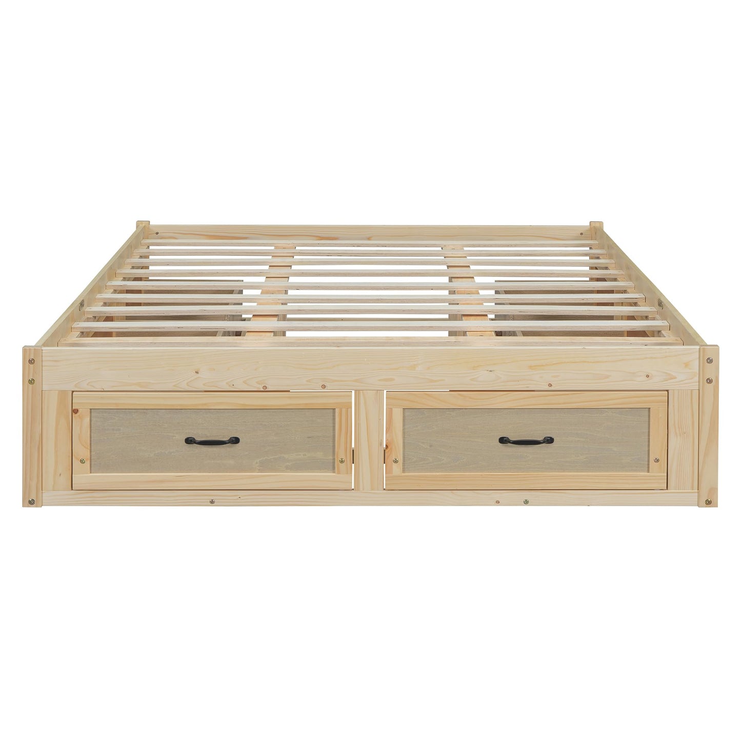 Ball & Cast Queen Size Bed Frame,Wooden Platform Bed with 6 Storage Drawers and Solid Wood Slats Support,No Box Spring Needed,Easy Assembly,Antique Natural