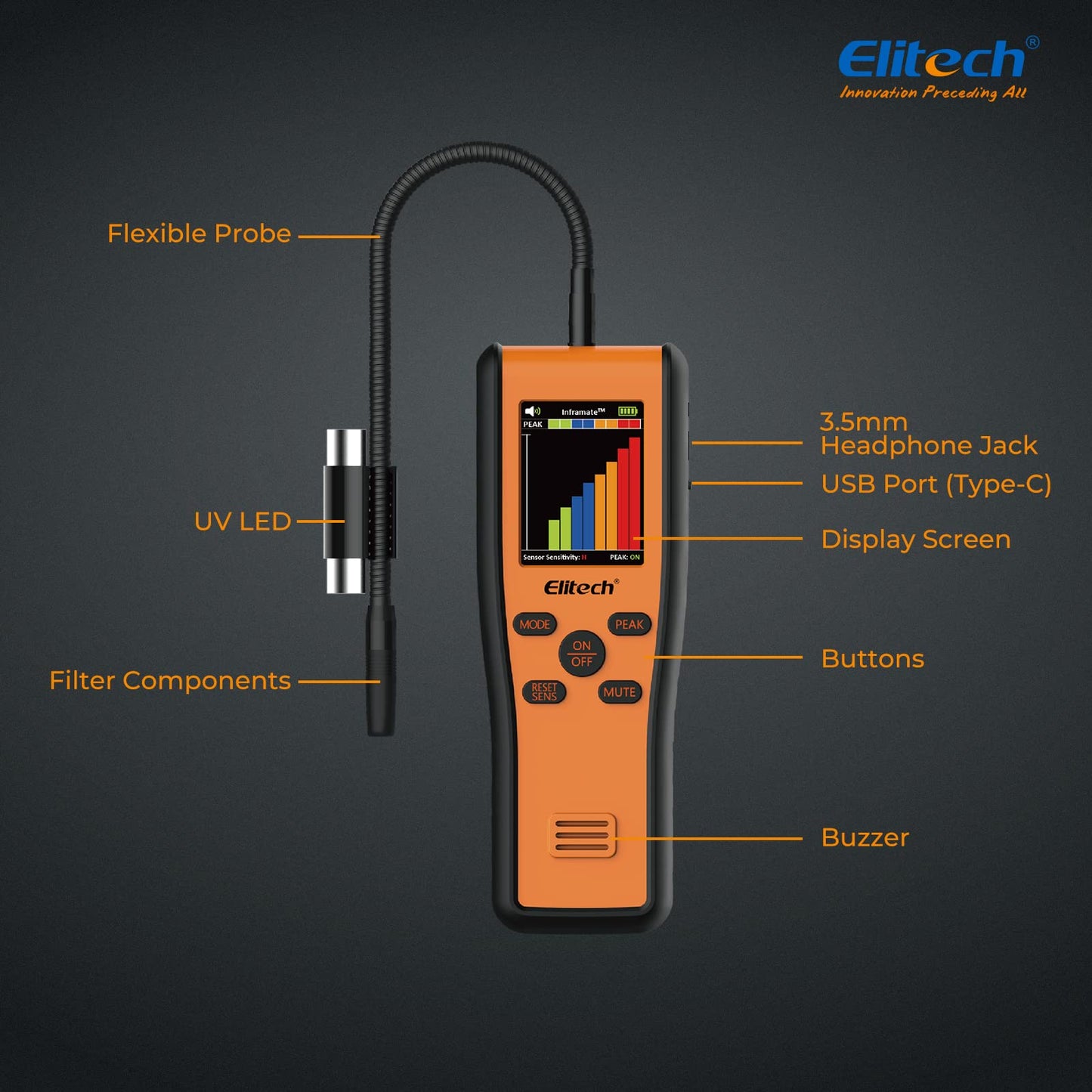 Elitech Inframate C Infrared R-744 Refrigerant Leak Detector Carbon Dioxide CO2 Leakage Tester