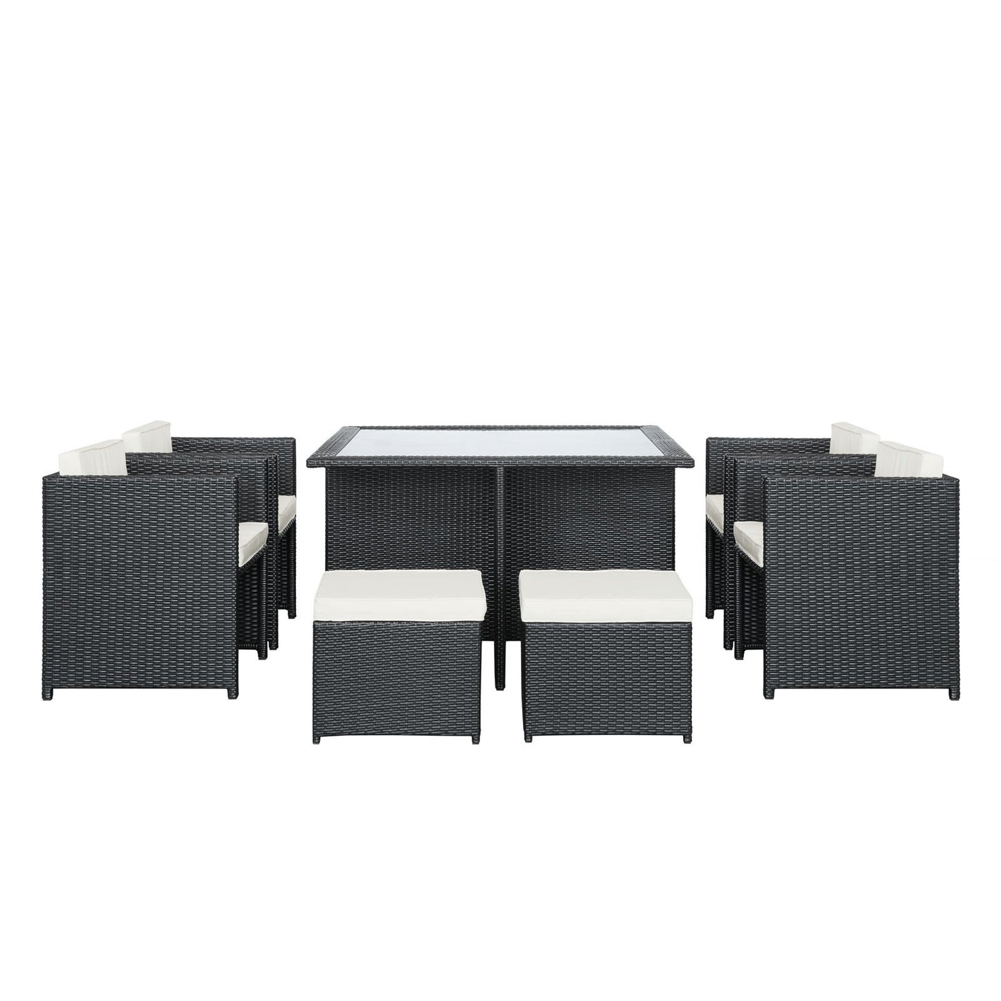 Modway Inverse Wicker Rattan 9-Piece Outdoor Patio Dining Furniture Set in Espresso White