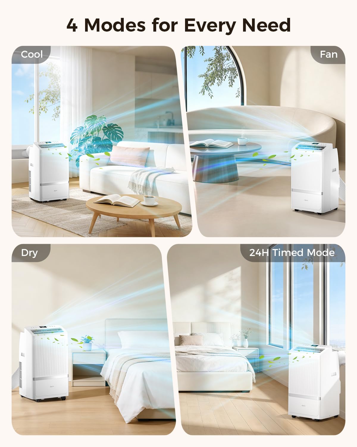 Portable Air Conditioners, 16000 BTU AC Cools up to 800 Sq Ft, Quiet 40 dB Free Stand Portable AC with Drainage-Free Cooling/Fan/Dehumidifier, Sleep Mode, APP&Remote Control, Installation Kit