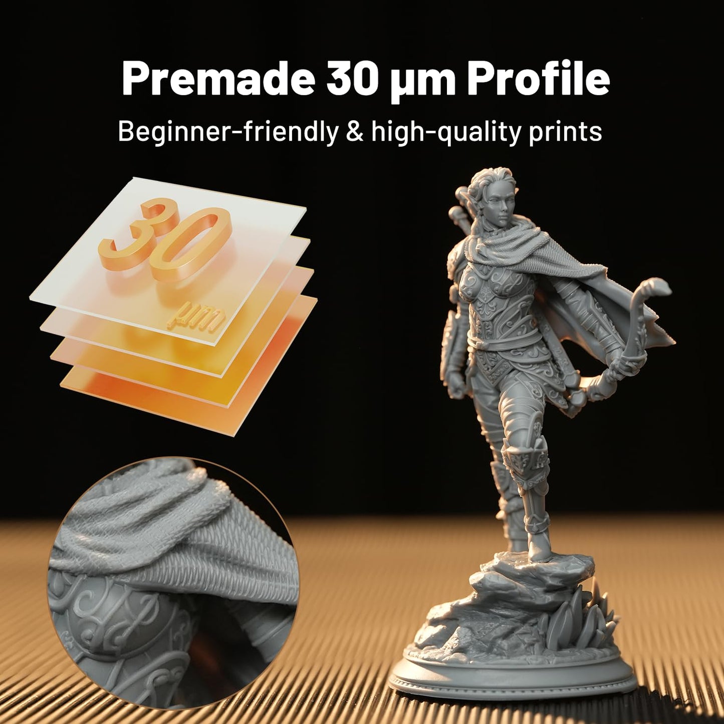 Heygears Reflex RS Turbo Resin 3D Printer with Amber Screen, High Contrast Ratio of 566:1, Delivering ±2μm High Precision and 4.5s/Layer High Speed, C5 Industrial Z-Axis and Auto Leveling