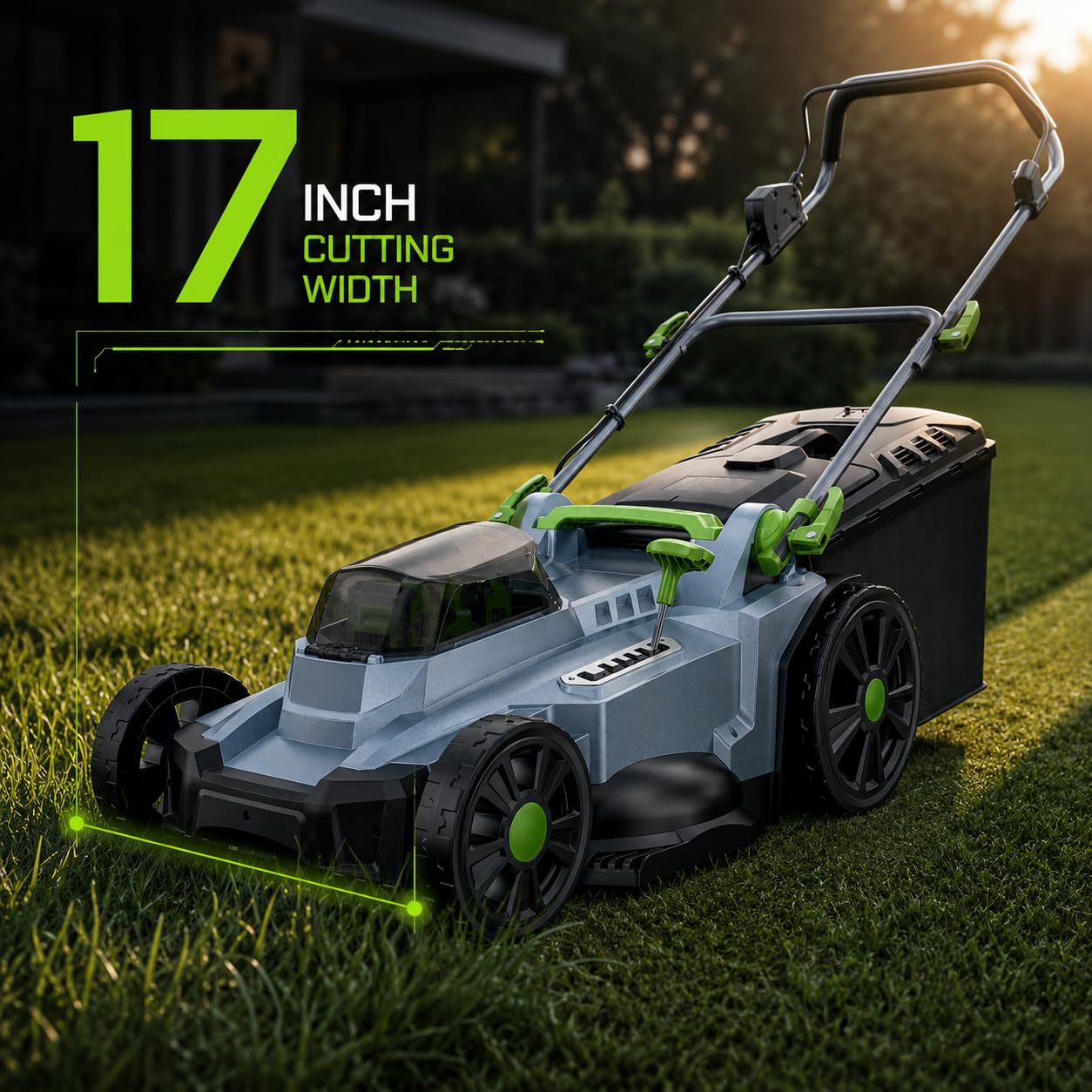 40V Cordless Lawn Mower, 17-Inch Walk Behind Lawnmower with 2 x 20V 4.0Ah Battery, Brushless Motor, 6 Cutting Heights, 50L Grass Bag, for Garden/Patio/Yard/Lawn