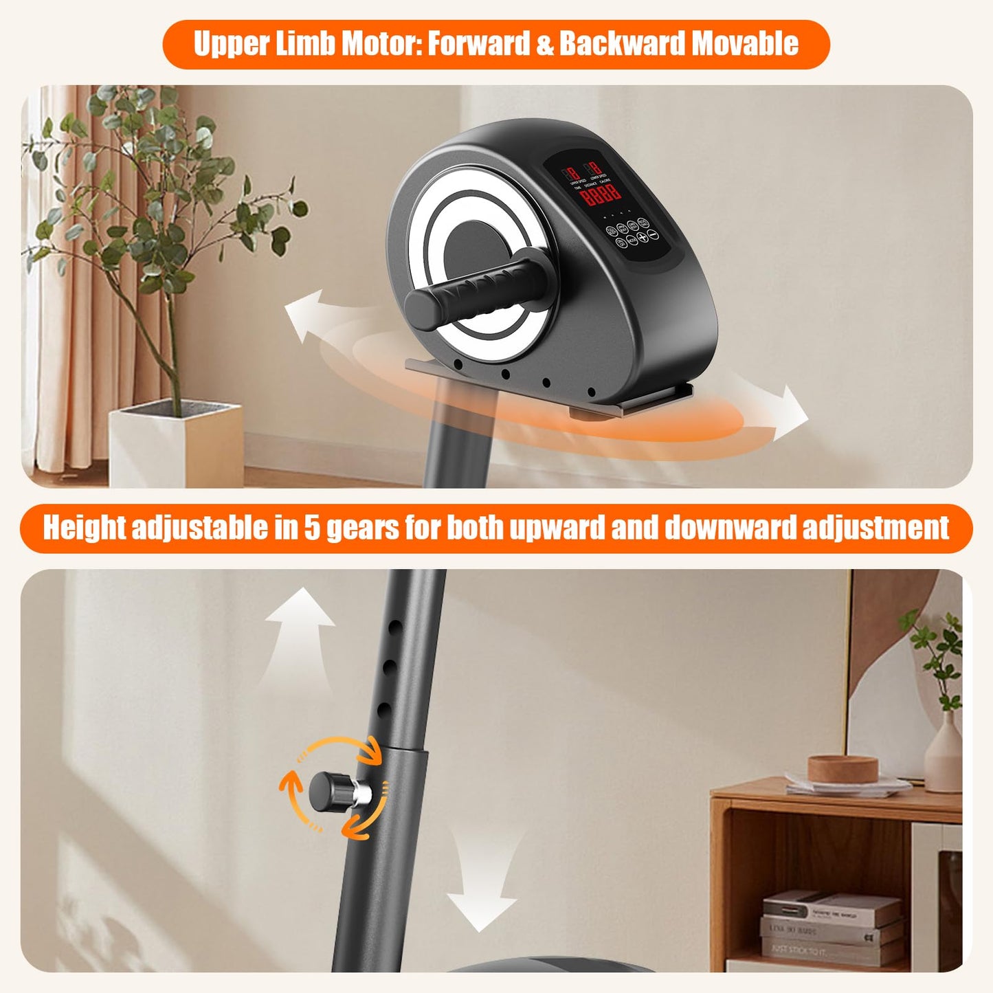 RECOVIONMotorized Arm and Leg Exercise Bike, Electric Pedal Exerciser with LCD Touchscreen, Dual Motor Upper & Lower Limb Trainer, Adjustable Height for Seniors Home Exercise