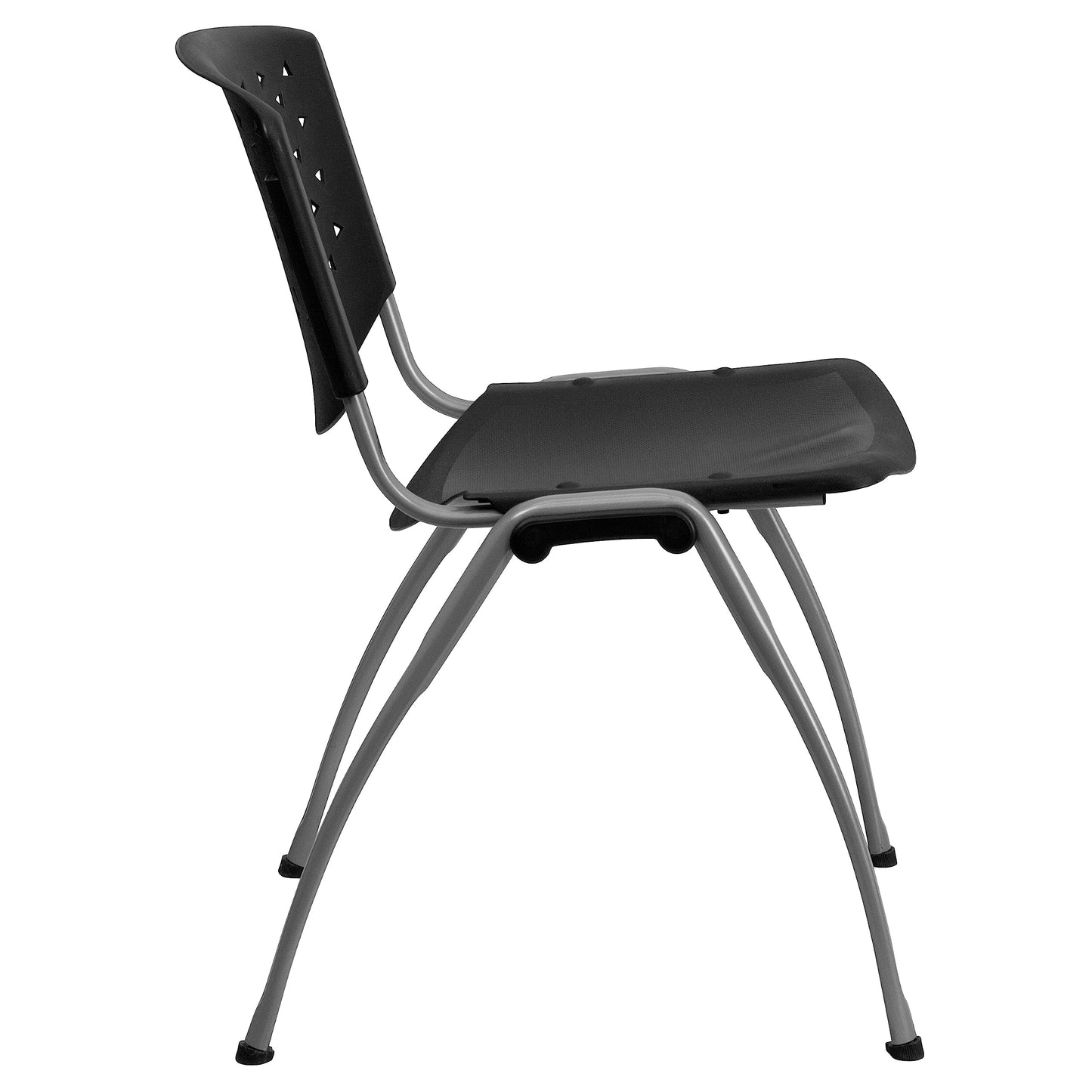 Flash Furniture Hercules Series Plastic Contoured Lobby Chairs with Perforated Backs, Ergonomic Stacking Chairs for Offices, Set of 5, Gray