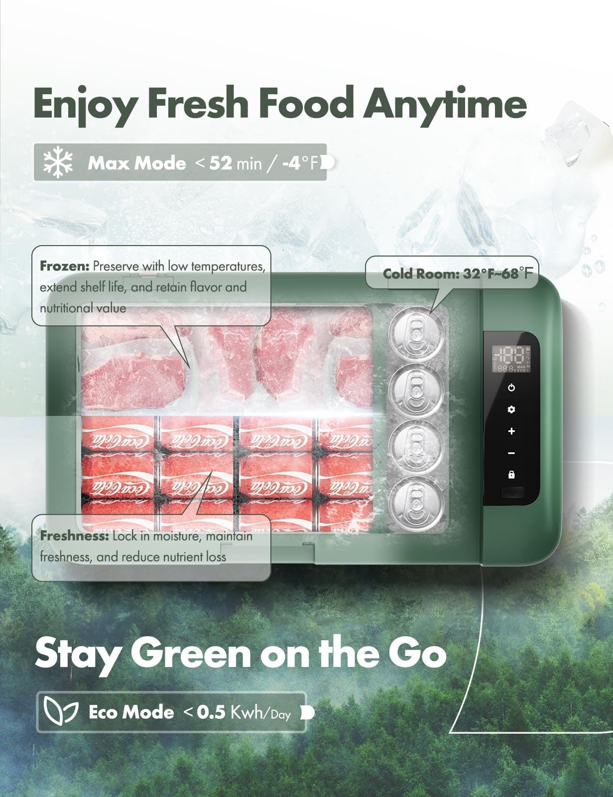 A-Premium 12 Volt Refrigerator 37QT/34.9L Portable Car Fridge Cooler, -4°F~68°F Portable Freezer Fast Cooling with 12/24V DC & 110/240V AC for Truck Outdoor Camping RV Roadtrips and Home Party Use