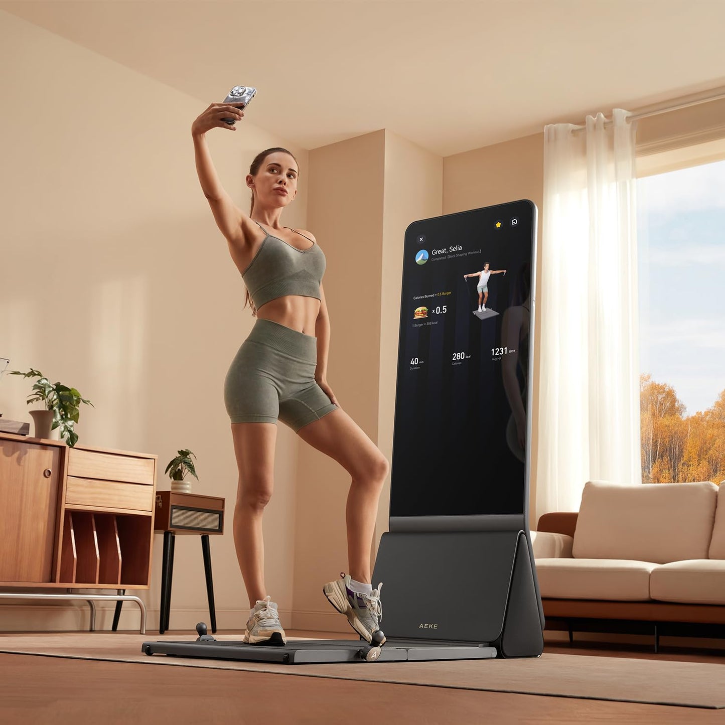 AEKE Smart Home Gym System- Fitness Mirror K1: AI-Powered All-in-One Fitness Machine for Full-Body Strength Training and Personalized Workouts