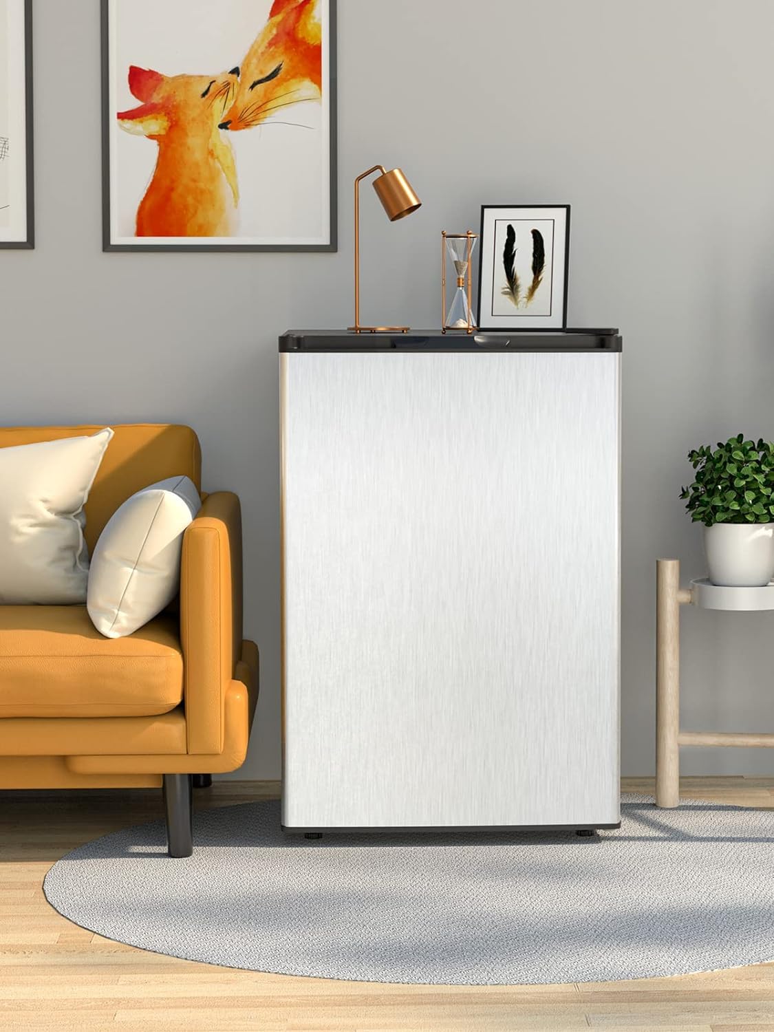 NAFORT Compact Upright Freezer 3.0 Cu. Ft. with Stainless Steel Single Door, Mini Freezing Machine with Reversible Door, 7 Grade Adjustable Thermostat for Home Office
