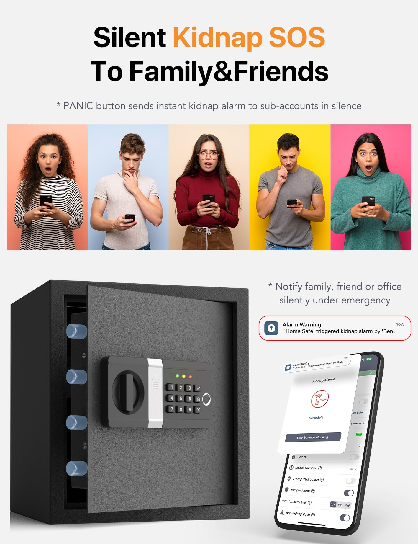 FORFEND Smart Fingerprint Safes | WiFi Safe Box App Unlock/Alarm | Voice Command, Kidnap SOS Alarm, Tamper Proof, Frozen Mode | Biometric Caja Fuerte Money Lockbox History Track Remote Live Monitor