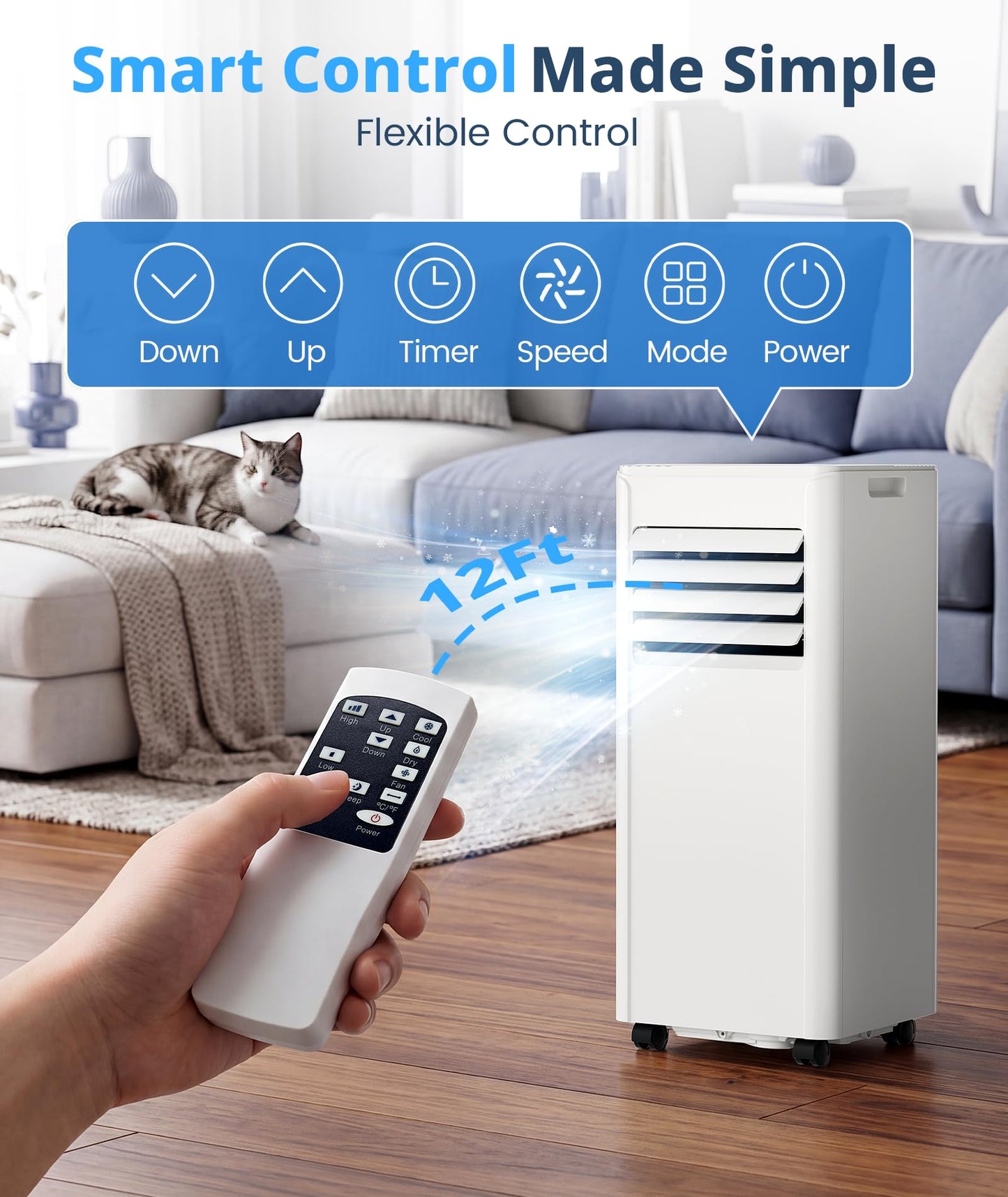 10,000 BTU Portable Air Conditioner, 4-in-1 AC Unit Cools 450 Sq.Ft, Quiet Air Conditioner with Dehumidifier & Fan, LED Display, Remote, 24H Timer, Window Kit for Bedroom Office Dorm