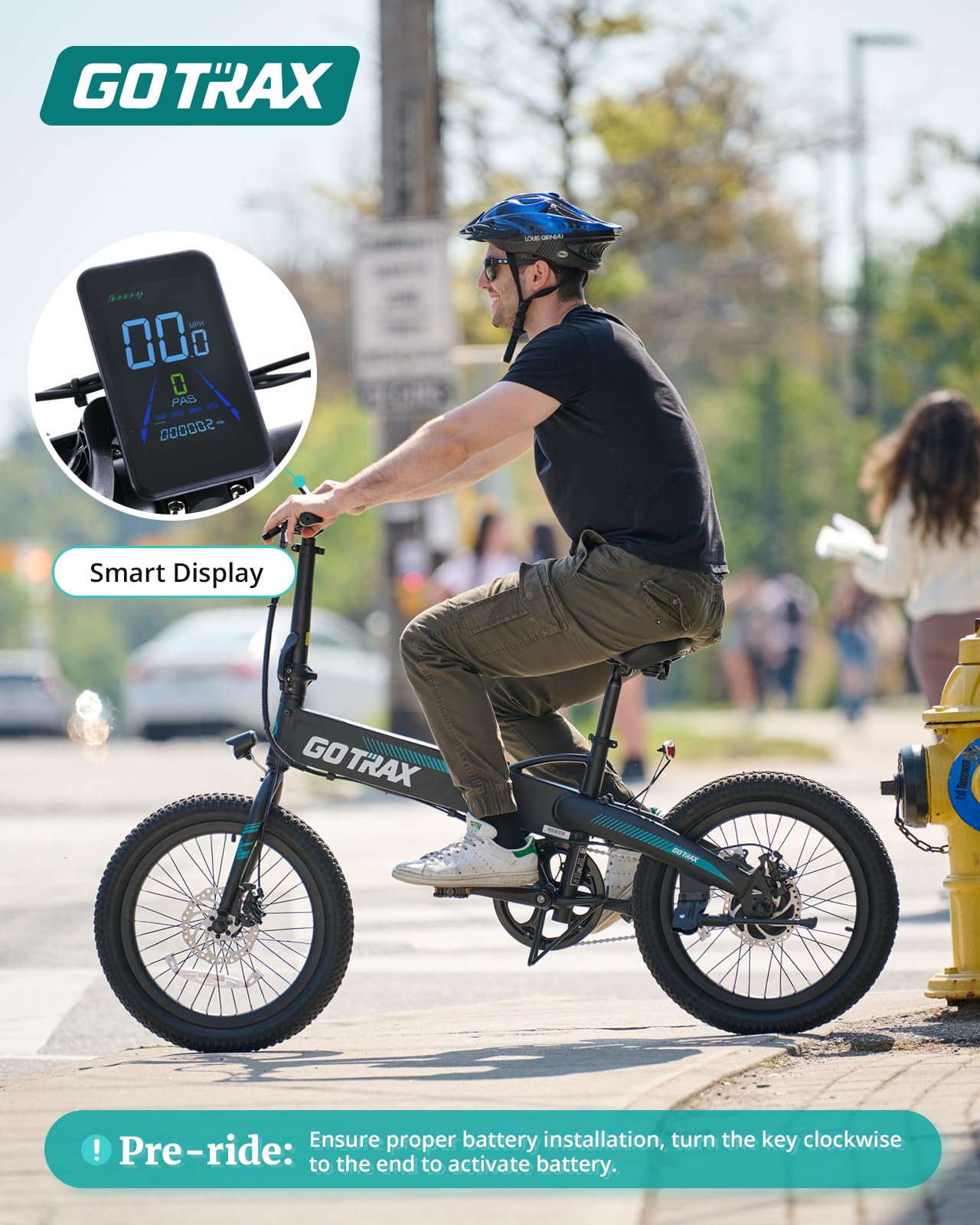 Gotrax R1 20" Folding Electric Bike with 40 Miles Range by 48V Battery, 20Mph Power by 350W, Weighs Only 45lbs, LCD Display & 5 Pedal-Assist Levels, Suitable for Leisure Riding&Commuting Black