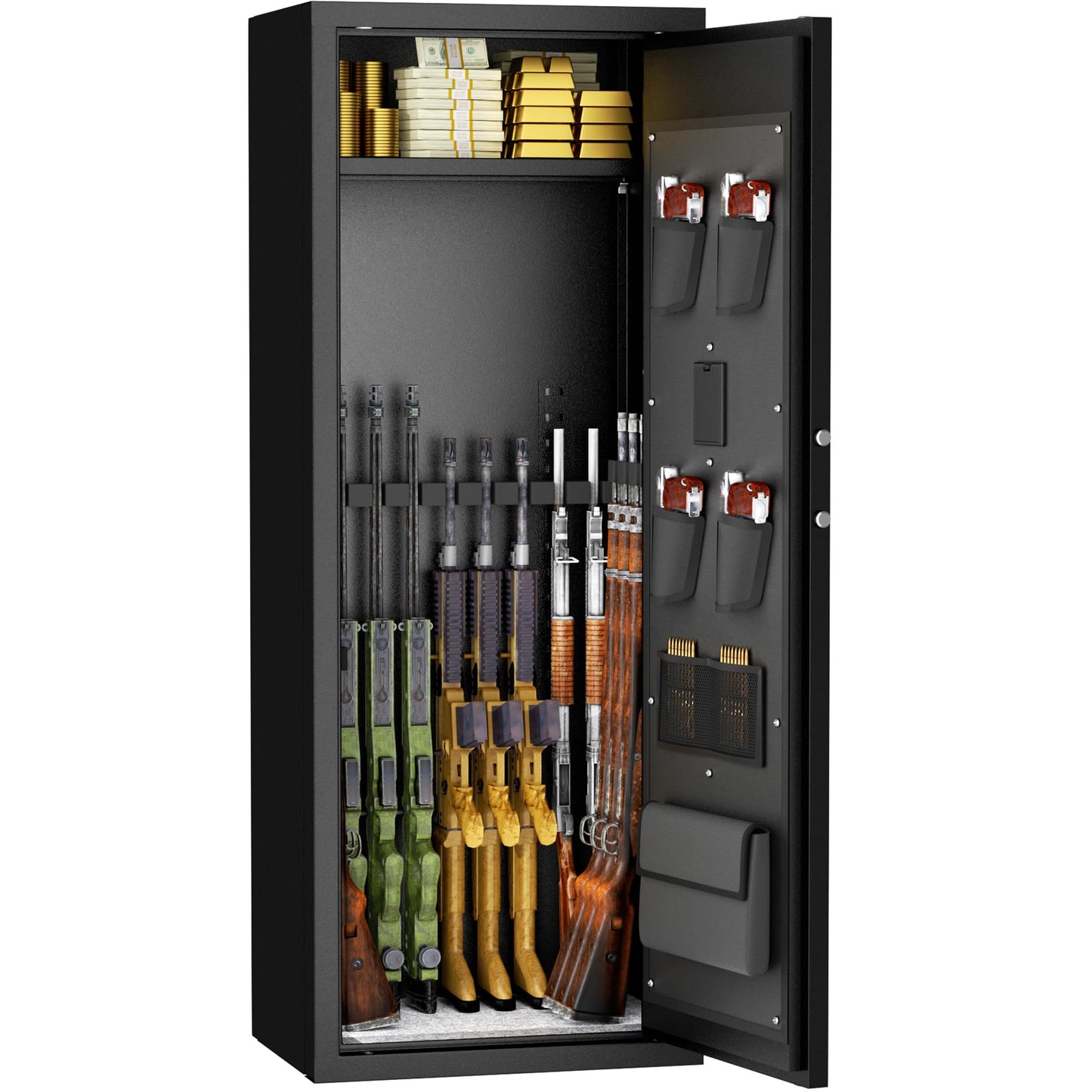 INTERGREAT Gun safes,Large Gun Safe, Gun Safes for Home Rifle and Pistols, Long Gun Safe for Rifle Shotgun for Home,Quick Access for 8-12 Guns, with Adjustable Gun Racks, Easy Assemble