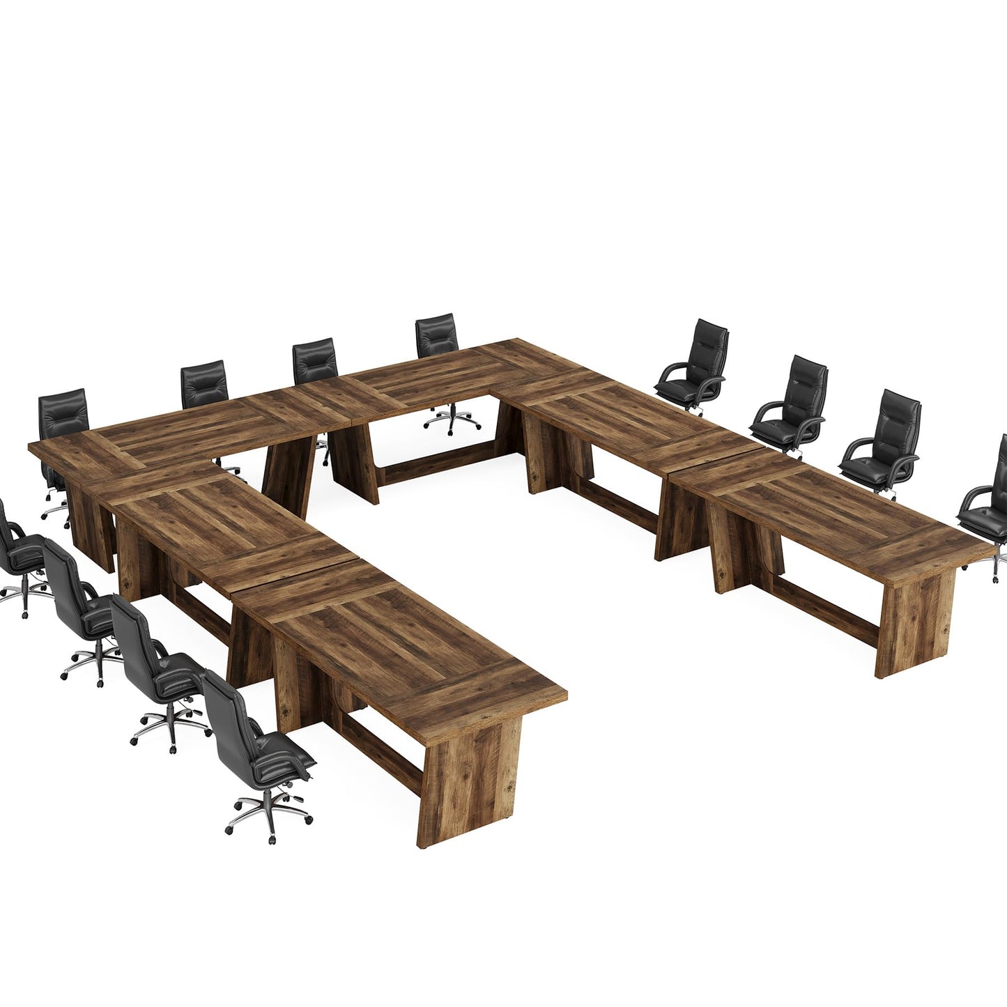 Tribesigns 6 FT Conference Room Table, 71”Large Executive Seminar Desk for 6–8 People, Rectangular Meeting Table for Office, Heavy-Duty Business Boardroom Table with Wooden Pedestal Base, Dark Brown
