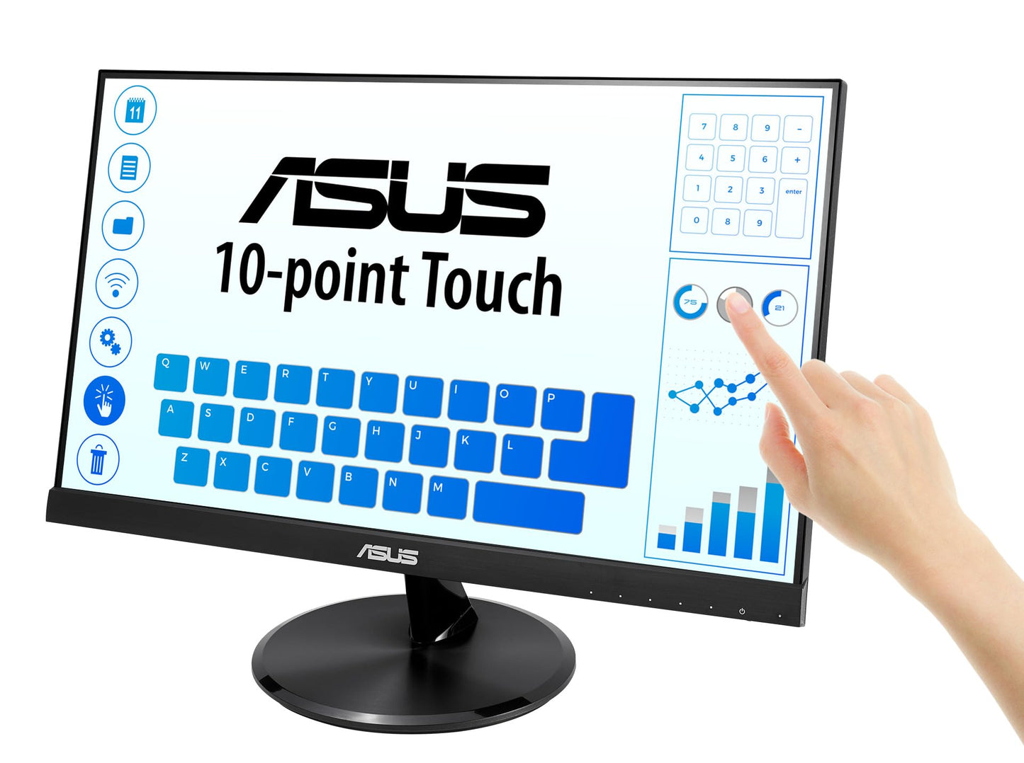 ASUS VT229H 21.5" Monitor 1080P IPS 10-Point Touch Eye Care with HDMI VGA, Black