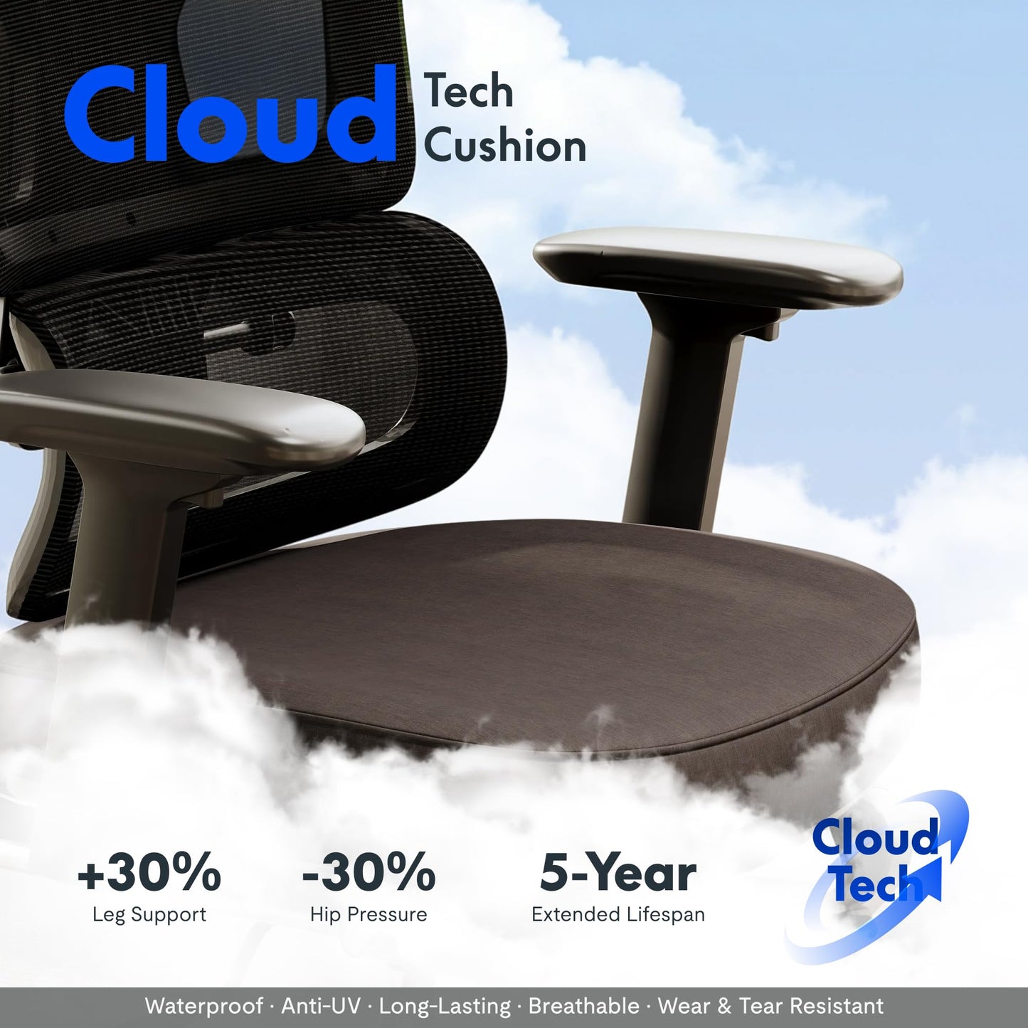 FLEXISPOT ErgoX Premium Ergonomic Office Chair with Footrest- Adjustable 3D Armrests, Dynamic Lumbar Support, Recline & Tilt Function, Mesh Seat, for Home & Office Use,Blue Foam