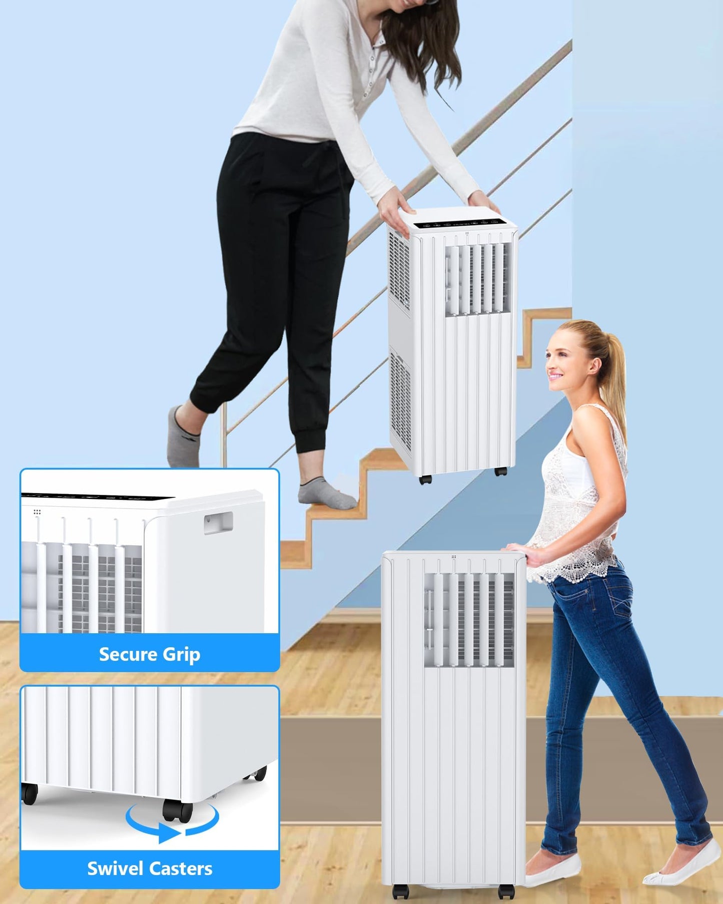 GarveeTech 8,000 BTU Portable Air Conditioner for Indoor Rooms, 3 in-1 AC Unit for Bedroom 250-350 Sq.Ft, Dehumidifier, Fan, Sleep Mode, 24 Timer, Remote Control, Window Kits