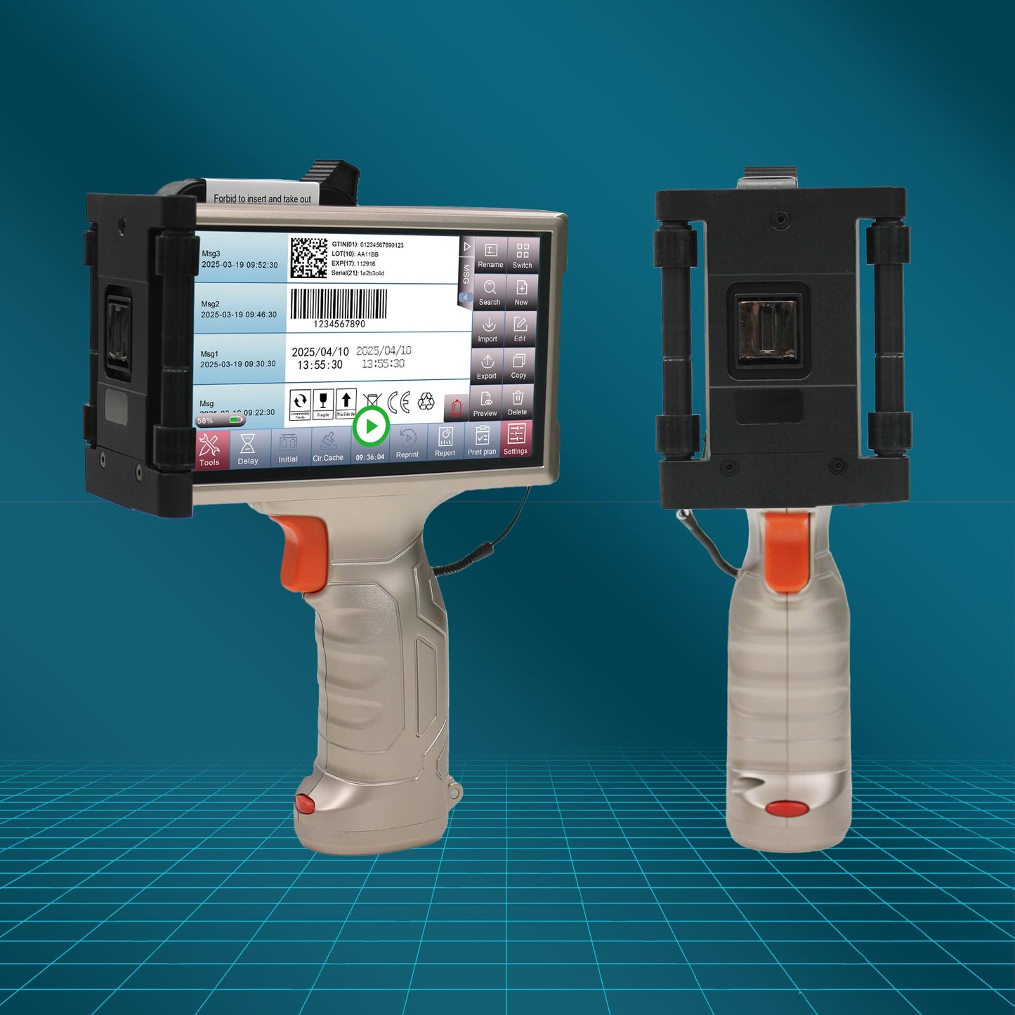 Phezer Industrial Handheld Inkjet Printer with 1200 DPI Precision, 0.5 inch Print Height 6.5 Inch Touchscreen for Text/Barcode/Logo/QR/Counter/Batch Number/Date on Any Surface (PRX 880)