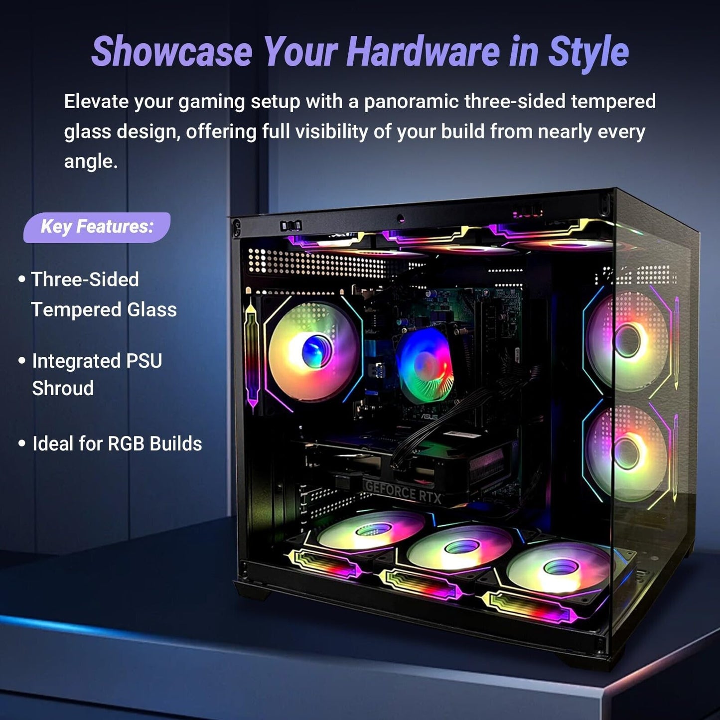 Evounic Professional Workstation Gaming PC – i7 Xeon E5 up to 3.5GHz, GeForce GTX Titan GDDR5, 16GB DDR4 RAM, 512GB M.2 SSD + 1TB HDD, WiFi 6 & BT 5.4, 9× ARGB Fans, 650W PSU, WIN11P