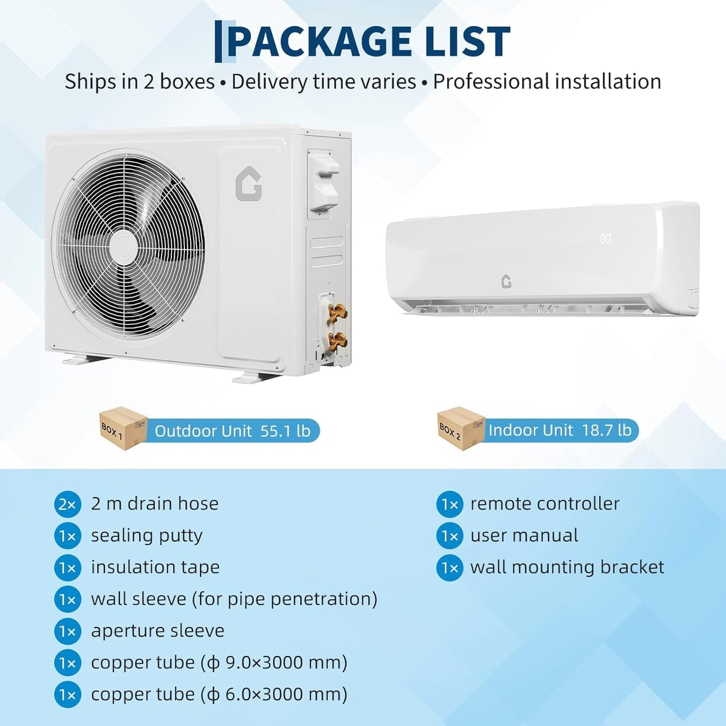 Towallmark 12000 BTU Ductless Mini Split AC/Heating System, 19 SEER2 4-in-1 Inverter Heat Pump for Up to 550 Sq.Ft, 115V with Installation Kit, Wall Mount Low Noise Air Conditioner, White
