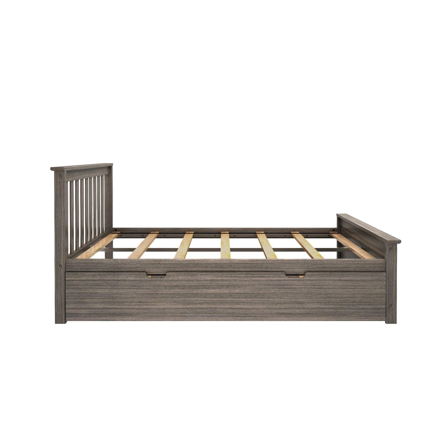 Max & Lily Full Bed, Wood Bed Frame with Headboard For Kids with Trundle, Slatted, Clay