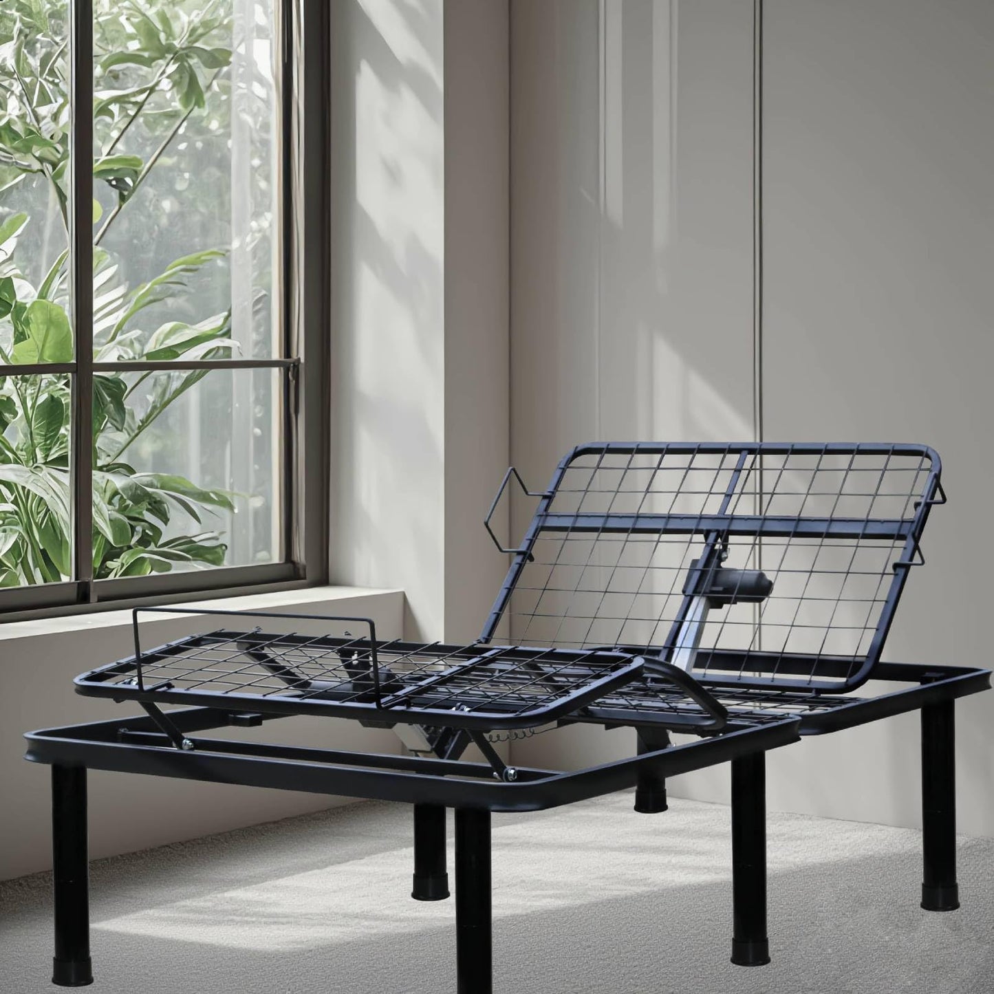 MICOUD Adjustable Bed Frame Full Metal Frame Bears 705 lbs Head and Legs Can Lift Independently, Zero Gravity Prevents Snoring and Acid Reflux Black Quick Installation Twin XL (Twin XL)