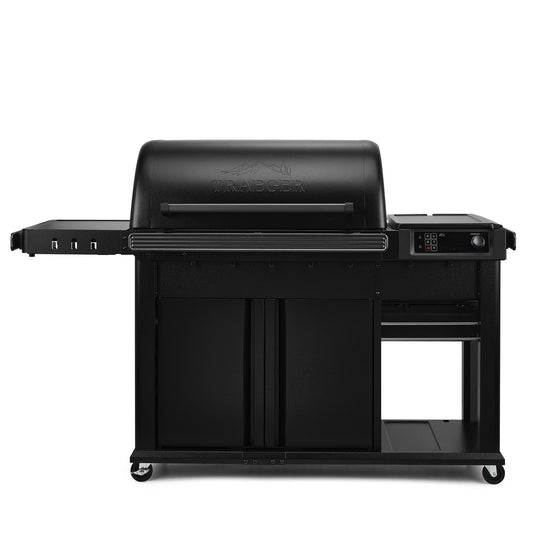 Traeger Grills Woodridge Pro Plus Electric Wood Pellet Grill and Smoker, 970 Sq. In., Folding Side Shelf, WiFIRE Technology, Super Smoke Mode, Outdoor Pellet Smoker Grill with Cabinet, Black, TFC97JLK