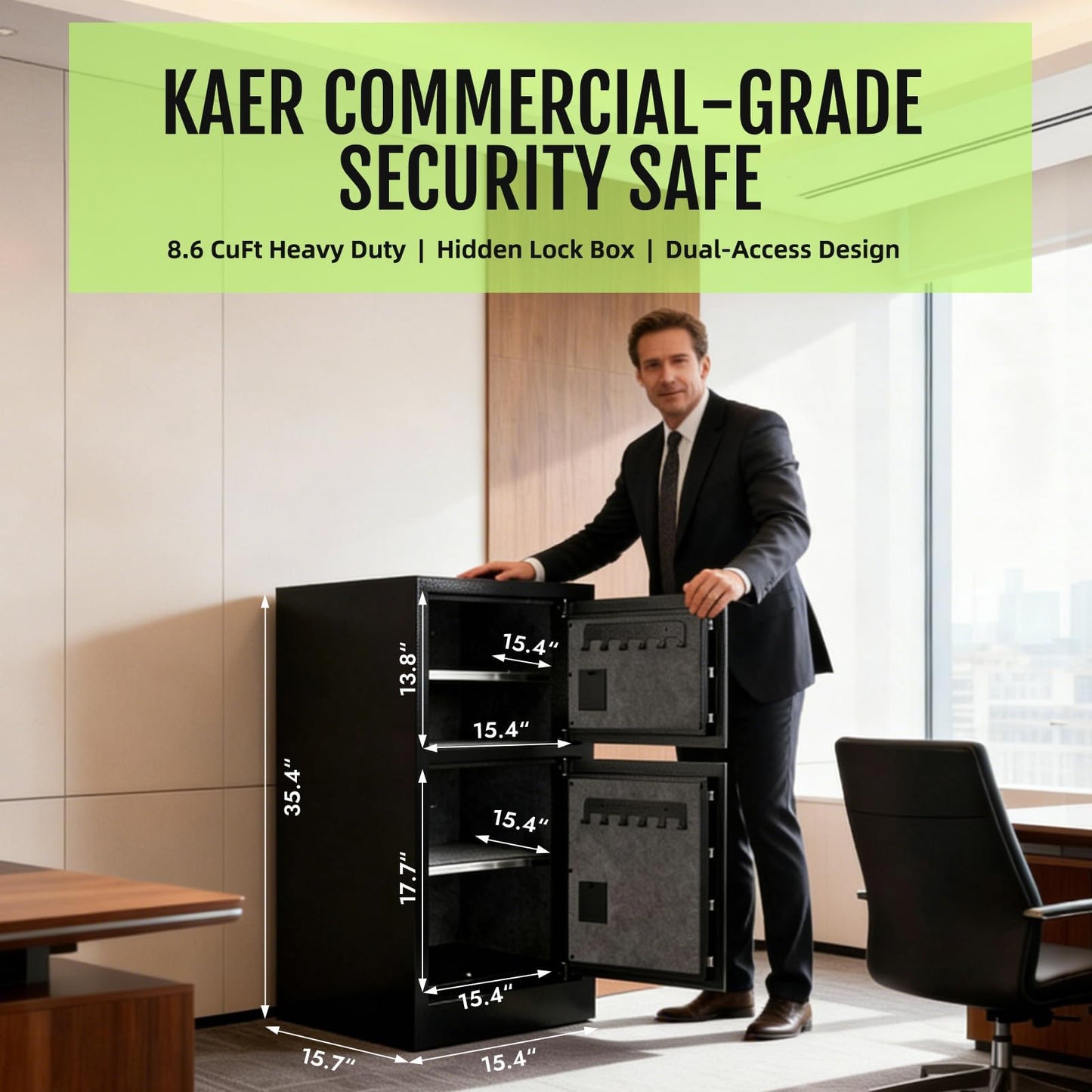 8.6 CuFt Safe Box, Large Safe for Home Office, Heavy Duty Safe with Digital Lock & Keypad, Document Safe with Hidden Compartment, Adjustable Shelf, Anti-Theft Alarm, Fireproof and Waterproof Bag