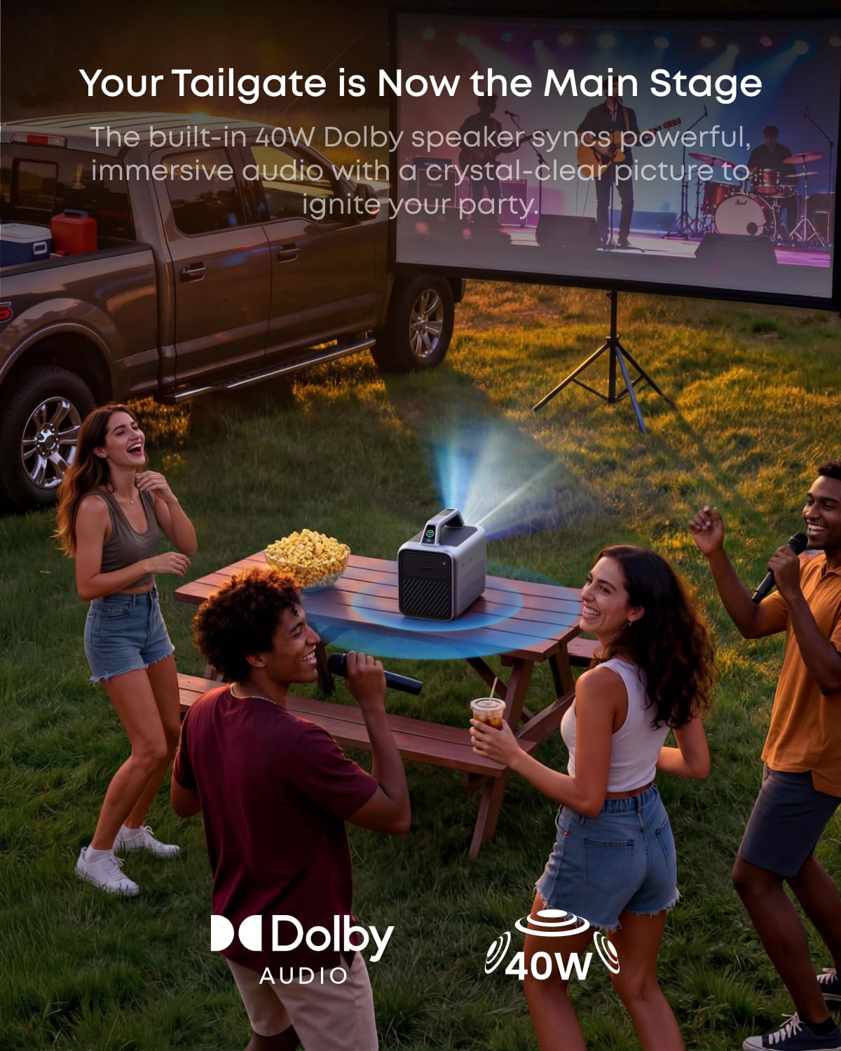 NEBULA Mars 3 Outdoor Portable Projector, 1000 ANSI Lumens, AI-Powered Image, Built-In Battery with 5 Hour Playtime, Android TV, 200 Inch Home Theater, for Backyard, Office and Business, and Camping