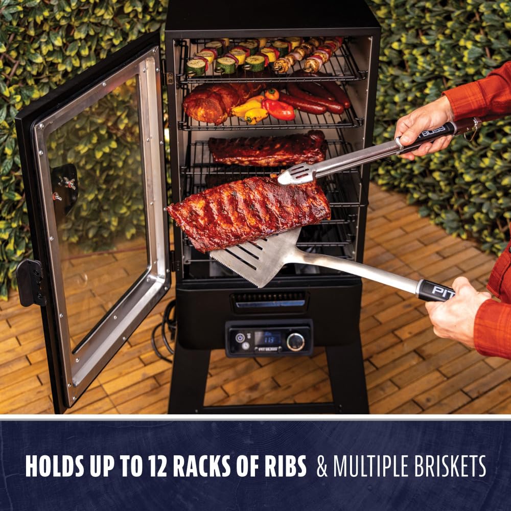 Pit Boss 4-Series WiFi & Bluetooth Digital Vertical Smoker with LCD Digital Controller and Wood Chip Tray, 1,320-Sq. In. 6-Rack Cooking Space, 100°F to 300°F Temperature Range, Meat Probe, Black