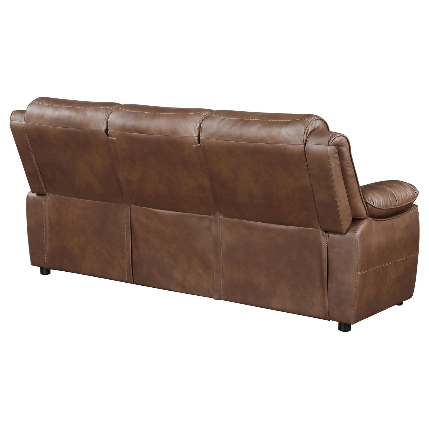 Coaster Home Furnishings - Ellington - Upholstered 3-Seater Sofa with Padded Arm, Faux Leather Upholstery, Pocket Coil Seating and Full Foam Cushions - Transitional - Living Room - Dark Brown - 508281