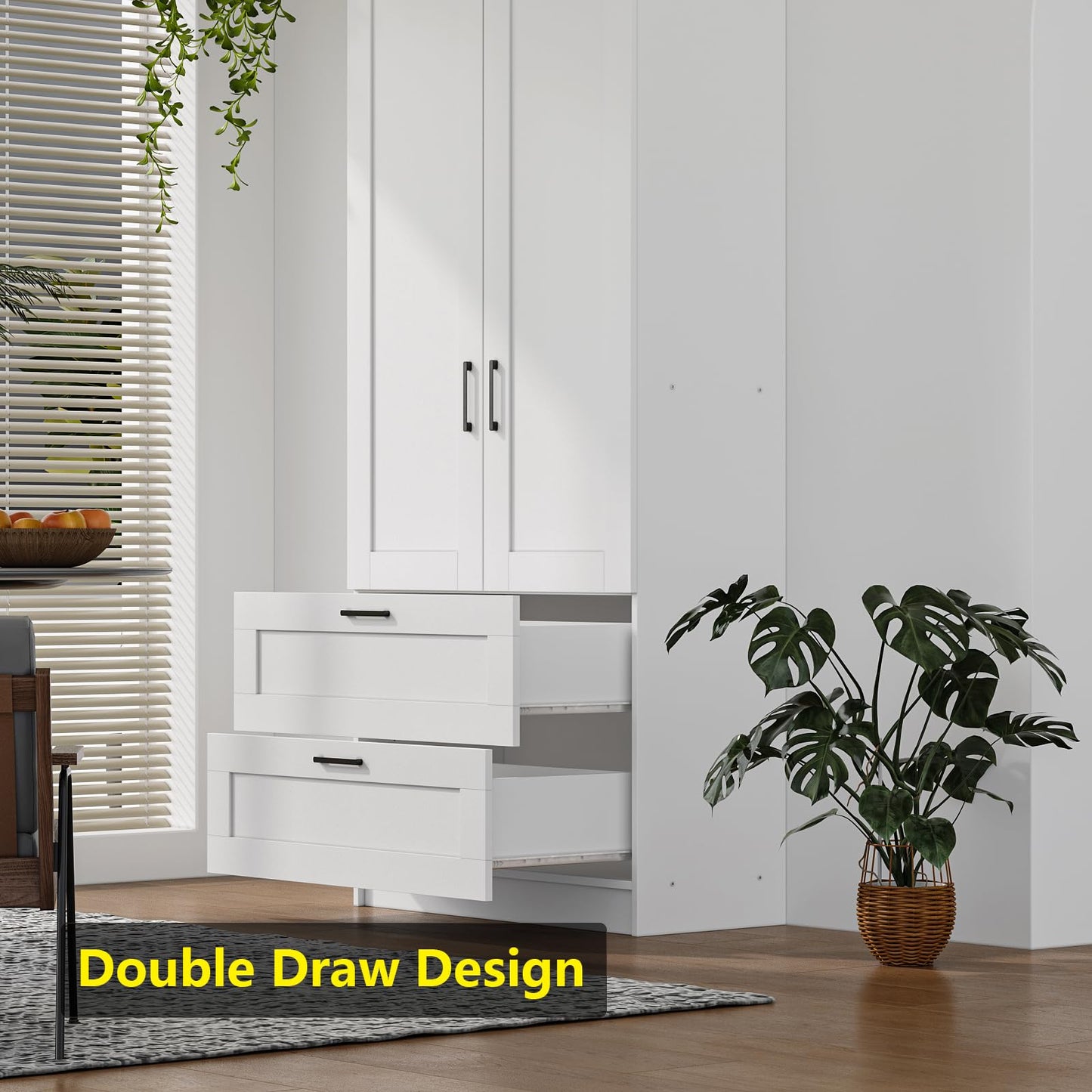 White Tall Kitchen Pantry Cabinet Organizers and Storage with Doors and Drawer and Adjustable Shelves，Wood Large Gabinetes Para Cocina Office Bookshelf for Laundry Room Cabinets (31.5”W*15.7”D*71”H)