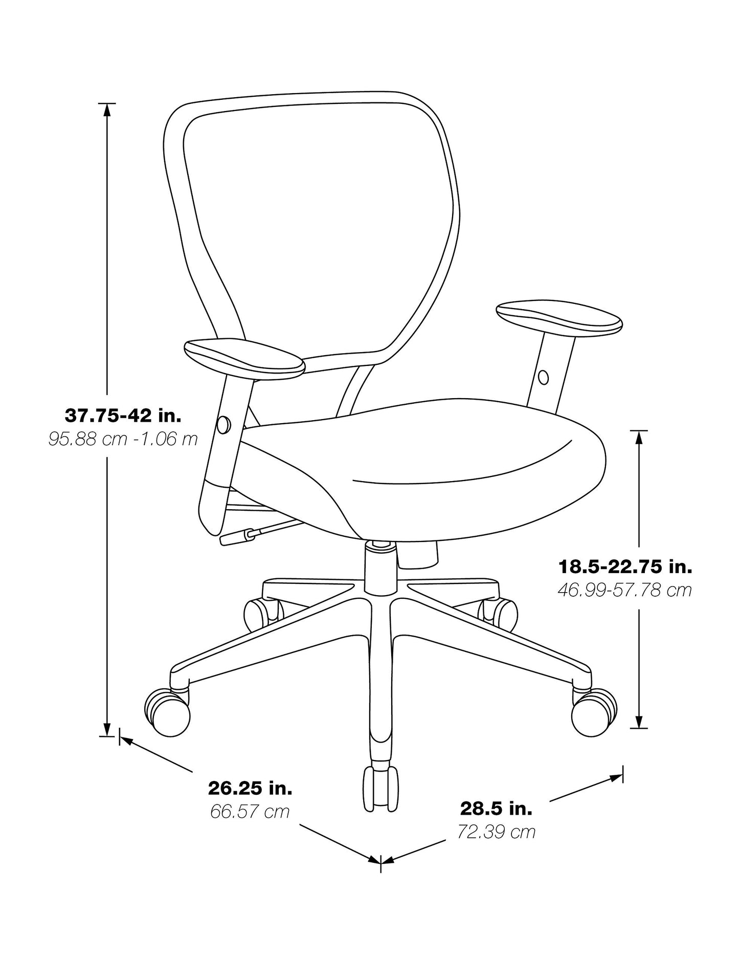 Space Seating 55 Series Air Grid Back Adjustable Manager's Task Chair with Built-in Lumbar Support and Angled Arms, Antimicrobial Dillon Blue Faux Leather