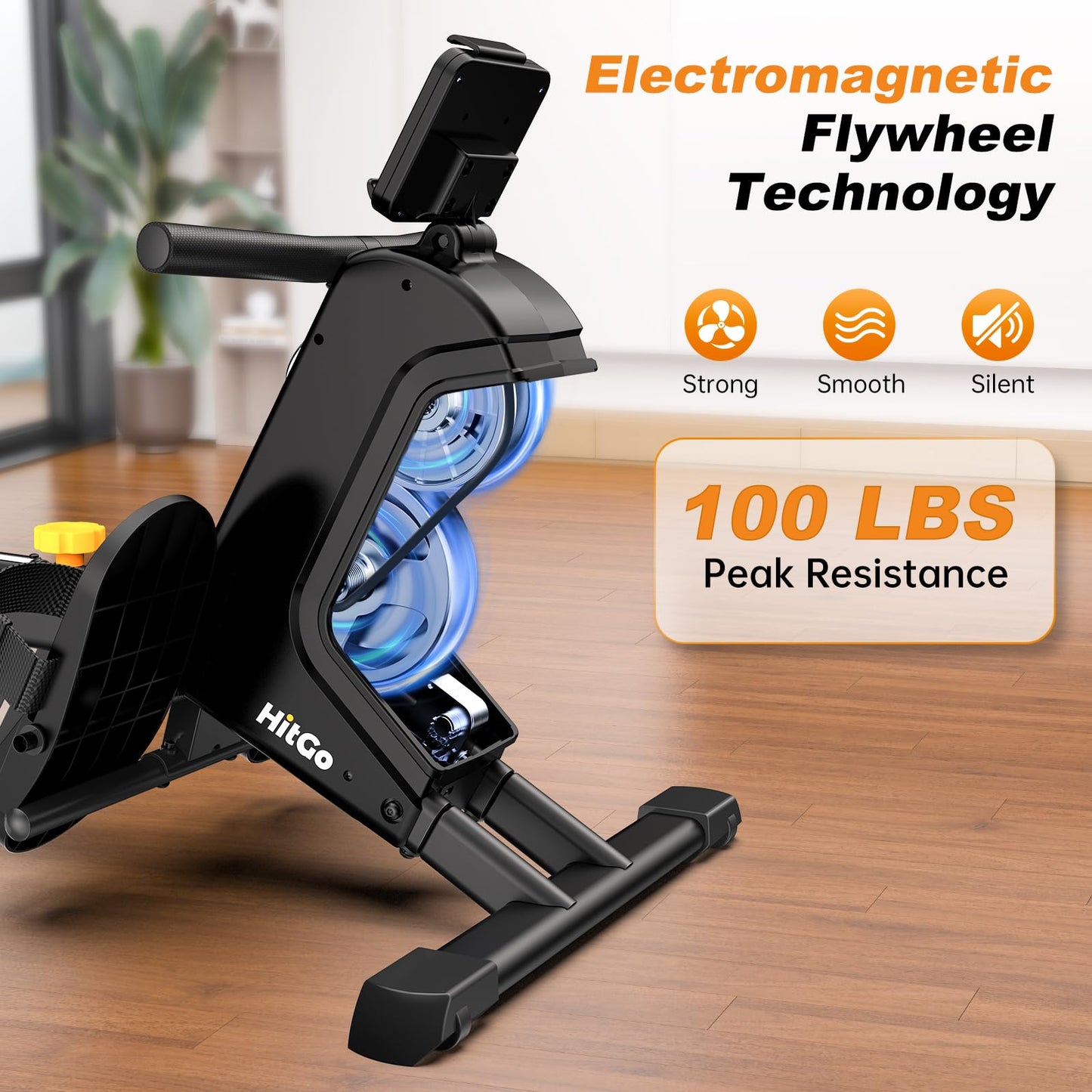 Magnetic Rowing Machines for Home - 32-Level Adjustable Quiet Resistance, Foldable Rower Machine, Dual Slide Rail with Max 350lbs Weight Capacity, App Support for Beginners to Athletes Home Gym