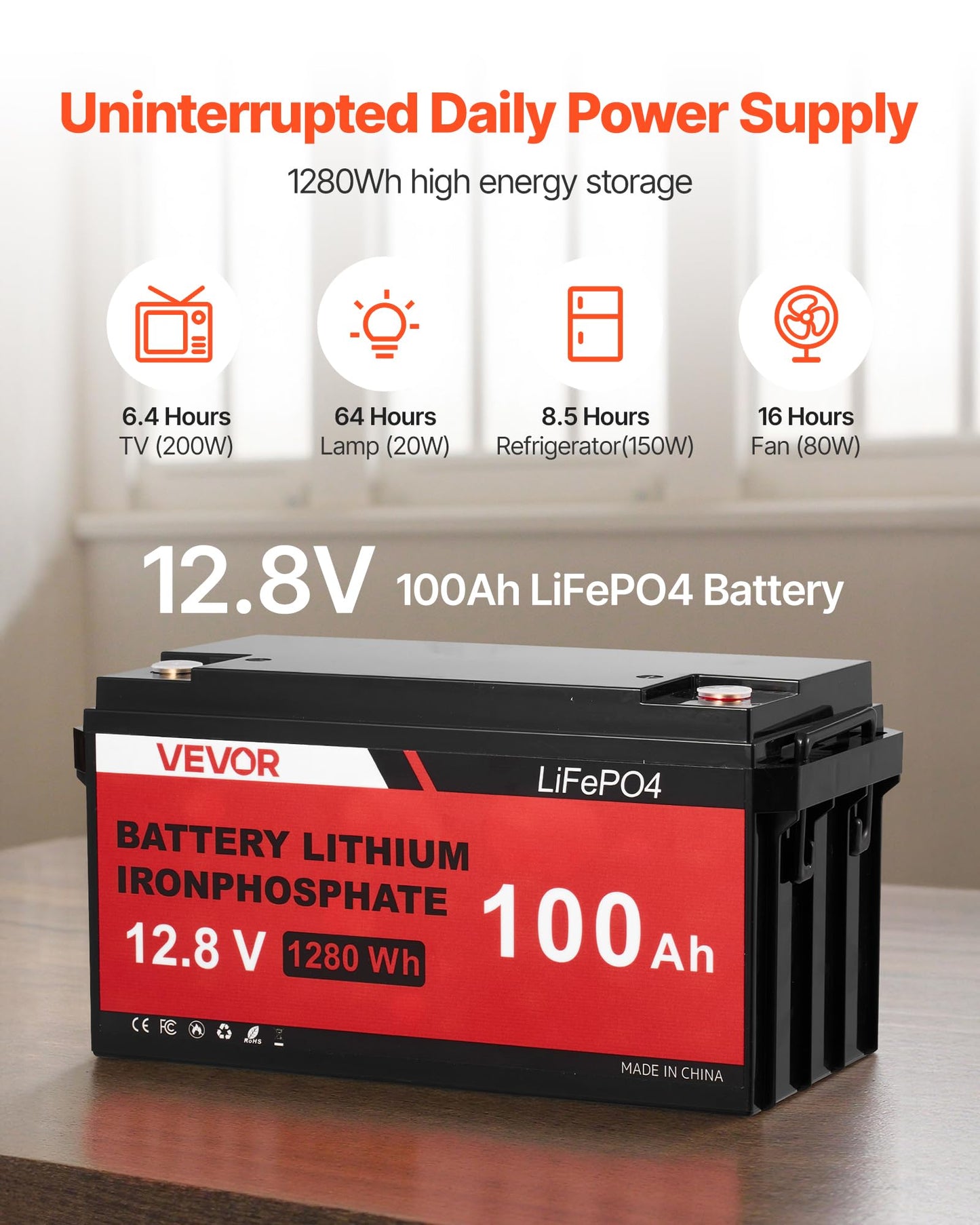VEVOR 12V 600W Solar Wind Power Kit, 2PCS 100W Solar Panel + 400W Wind Turbine + 12.8V 100Ah LiFePO4 Battery + 1000W Power Inverter + MPPT Hybrid Controller for Home RV Boat Off-Grid Applications
