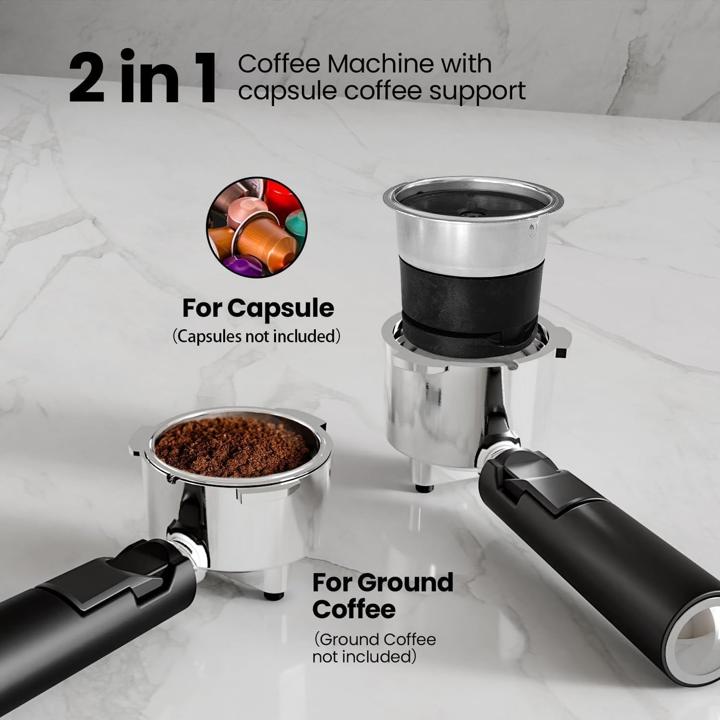 Electactic 20 Bar Professional Compact Espresso Cappuccino Machine with Auto Milk Frother, Stainless Steel Coffee Maker for Cappuccino, Latte