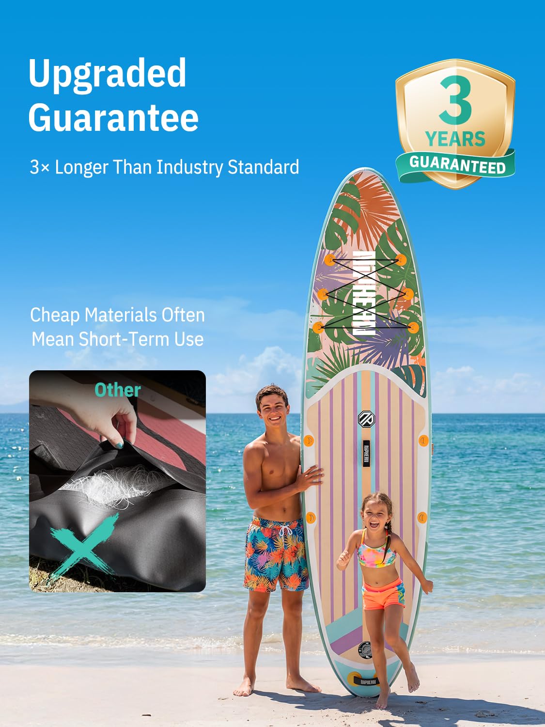 Niphean Inflatable Stand Up Paddle Board with Stabiltrac Fin Design and SUP Accessories, Anti-Slip EVA Deck, 10’6’’ Inflatable Paddle Boards for Adults & Youth of All Skill Levels