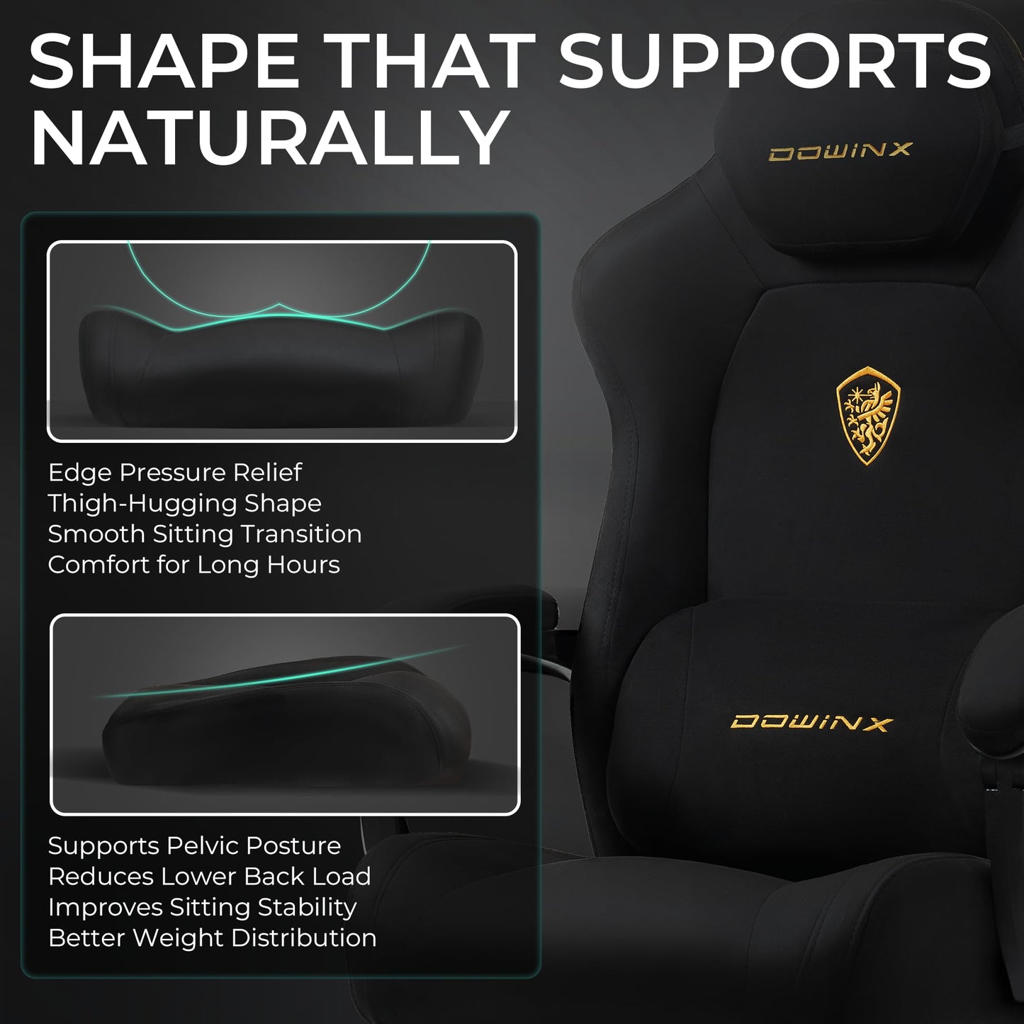 Dowinx Big and Tall Gaming Chair, Suede Fabric Game Chair with Pocket Spring Cushion, High Back Gamer Chair Ergonomic with Footrest for Adults Office, 440LBS, Black