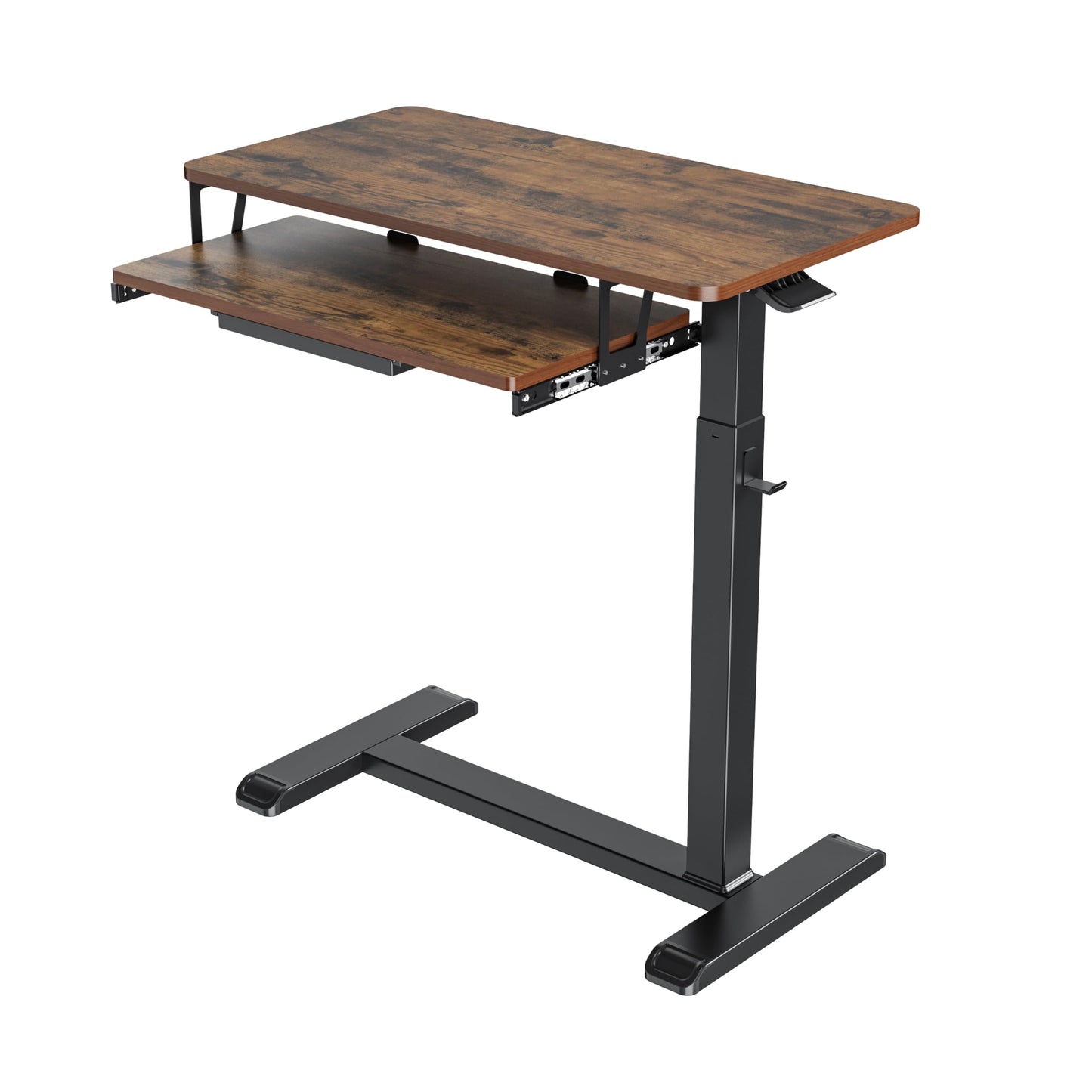ETHU Overbed Table with Wheels, Upgrade Medical Table with Drawer, Hospital Bed Table, Workstation Desk, Adjustable Overbed Bedside Rolling Laptop Desk(Walnut)